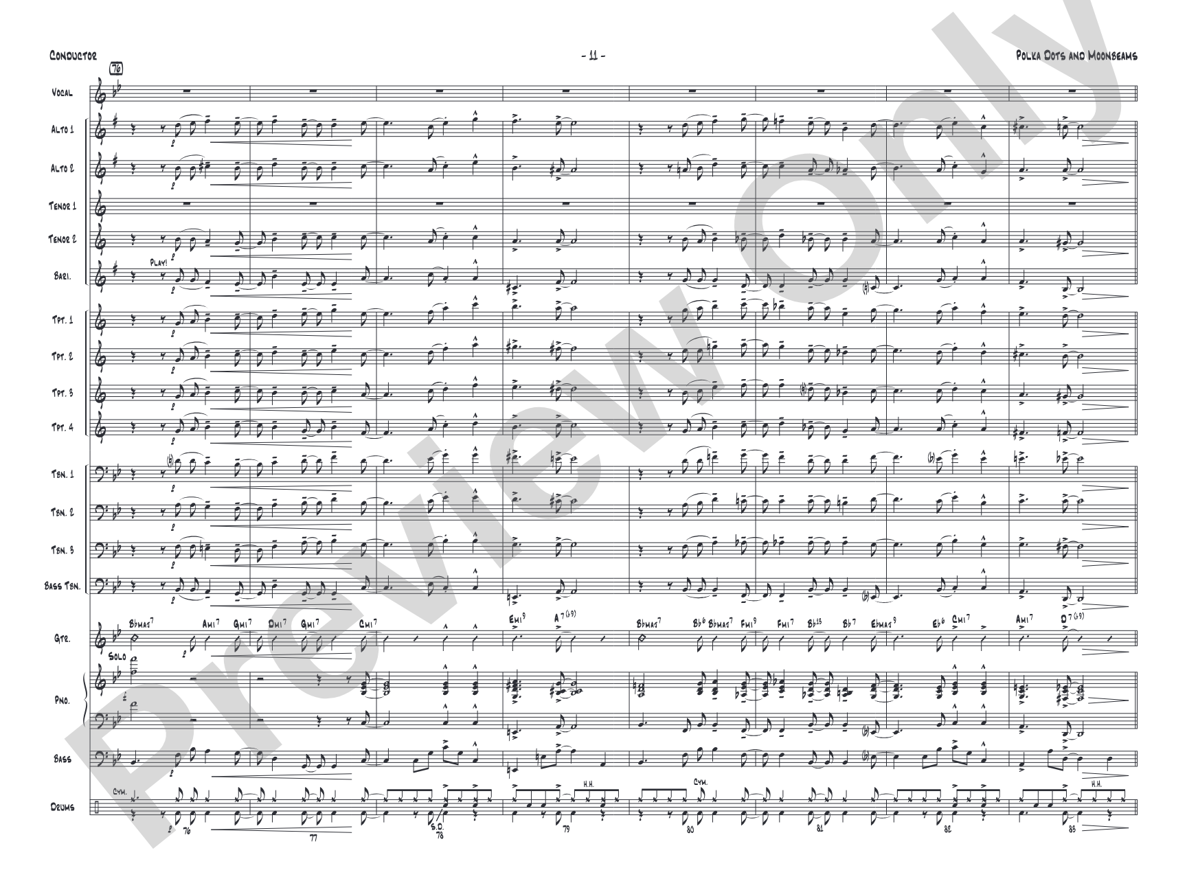 Polkadots and Moonbeams: Vocal Solo with Jazz Ensemble Conductor Score & Parts