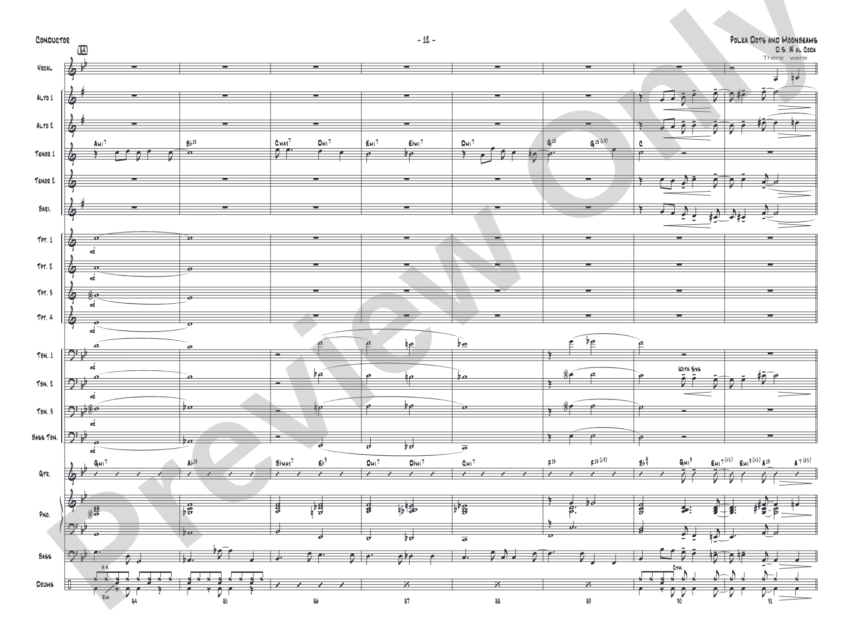 Polkadots and Moonbeams: Vocal Solo with Jazz Ensemble Conductor Score & Parts