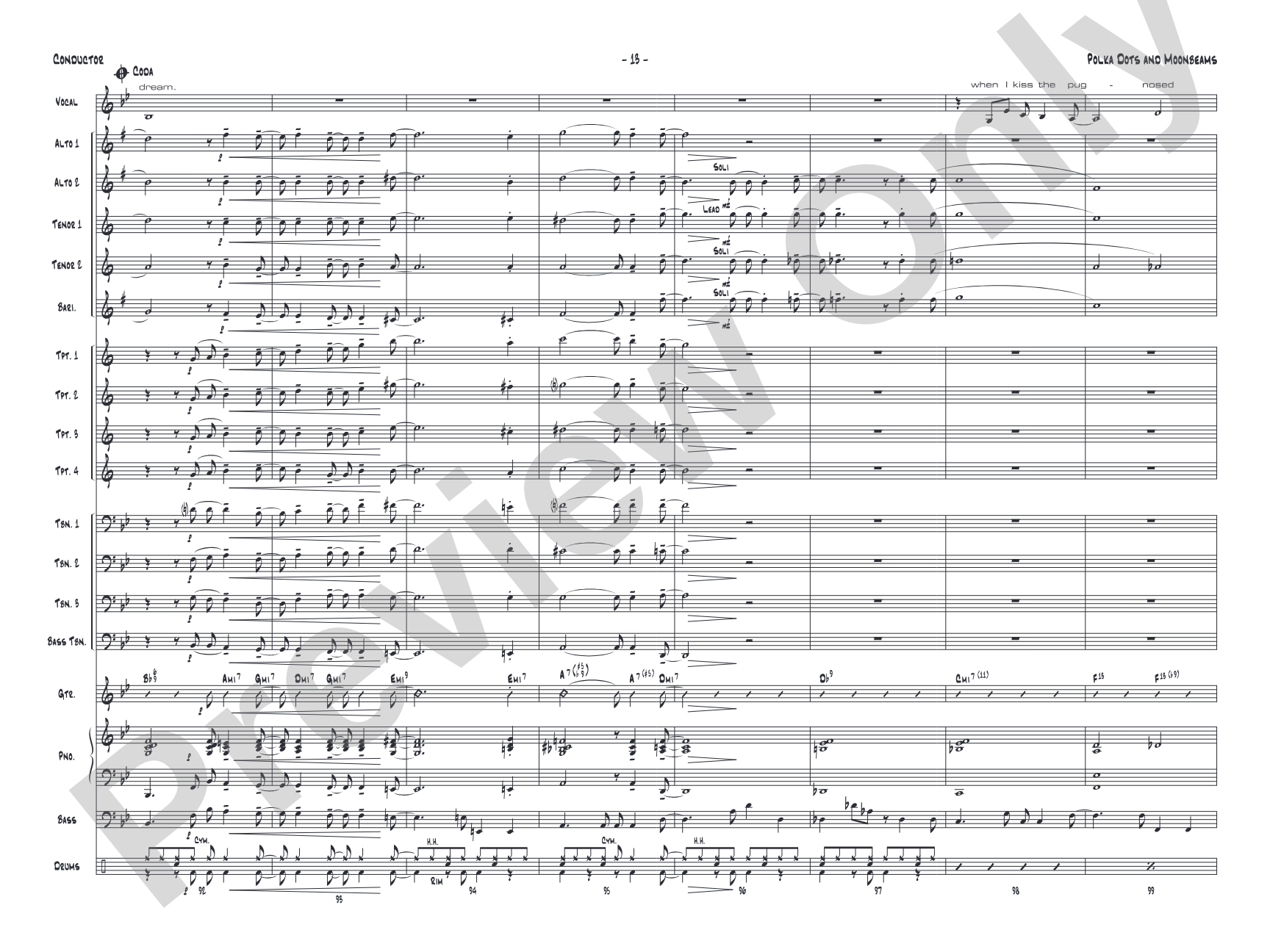 Polkadots and Moonbeams: Vocal Solo with Jazz Ensemble Conductor Score & Parts