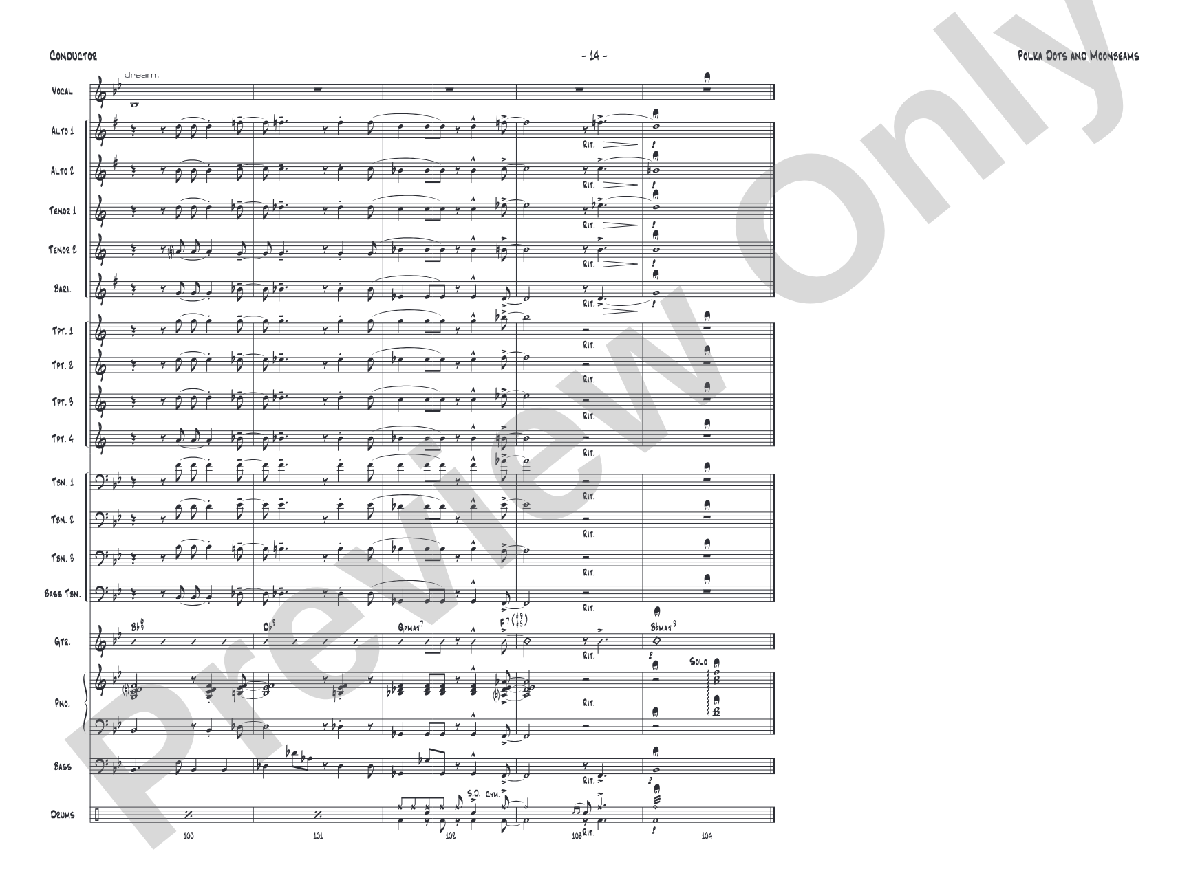 Polkadots and Moonbeams: Vocal Solo with Jazz Ensemble Conductor Score & Parts