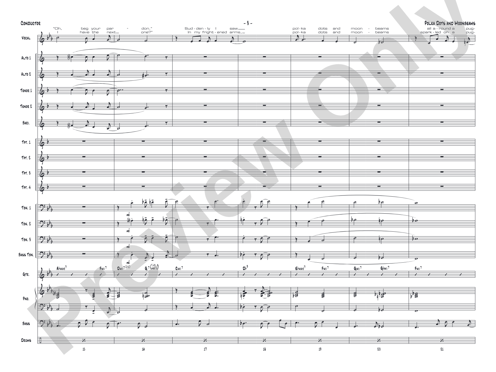 Polkadots and Moonbeams: Vocal Solo with Jazz Ensemble Conductor Score & Parts