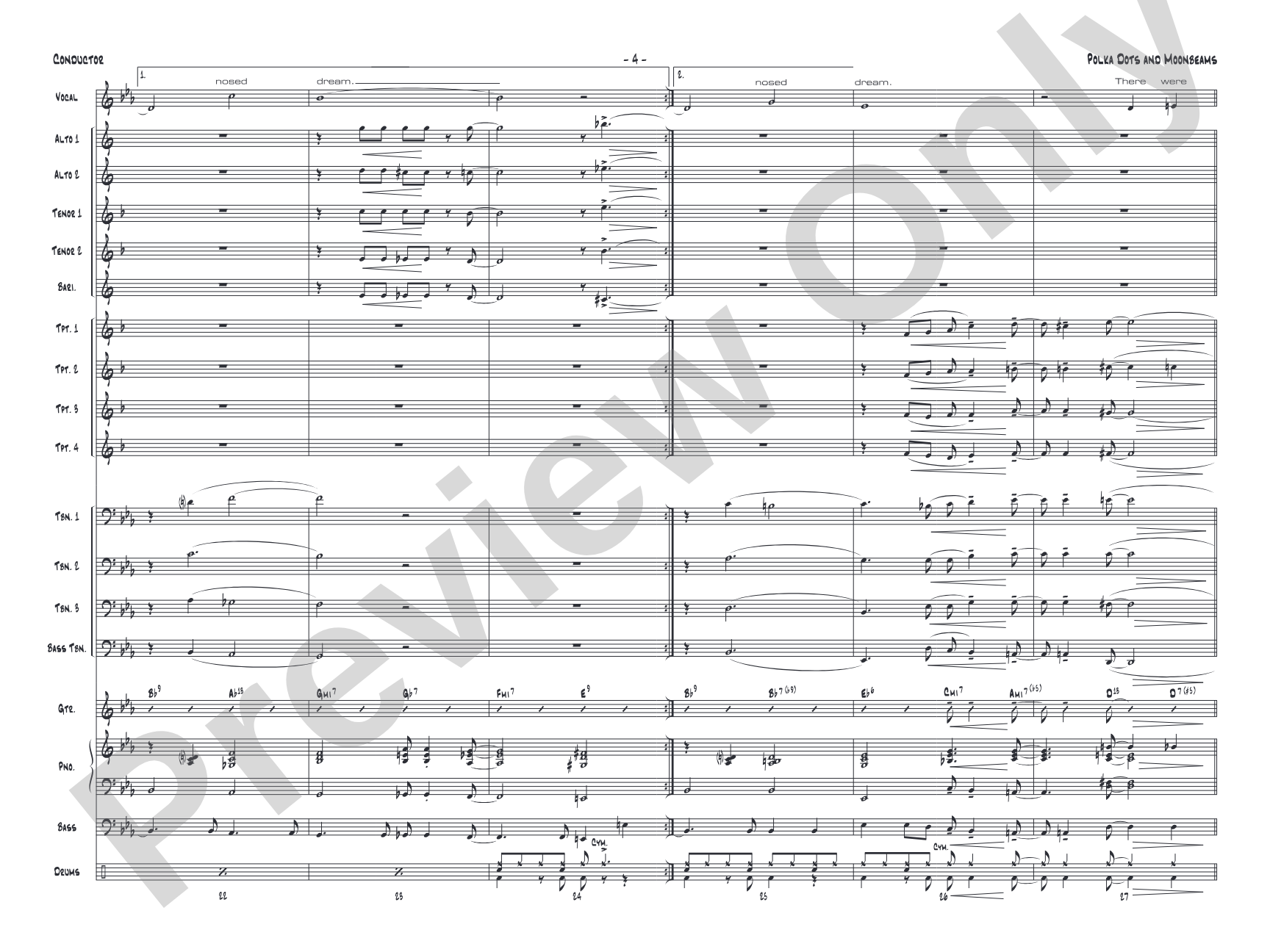 Polkadots and Moonbeams: Vocal Solo with Jazz Ensemble Conductor Score & Parts