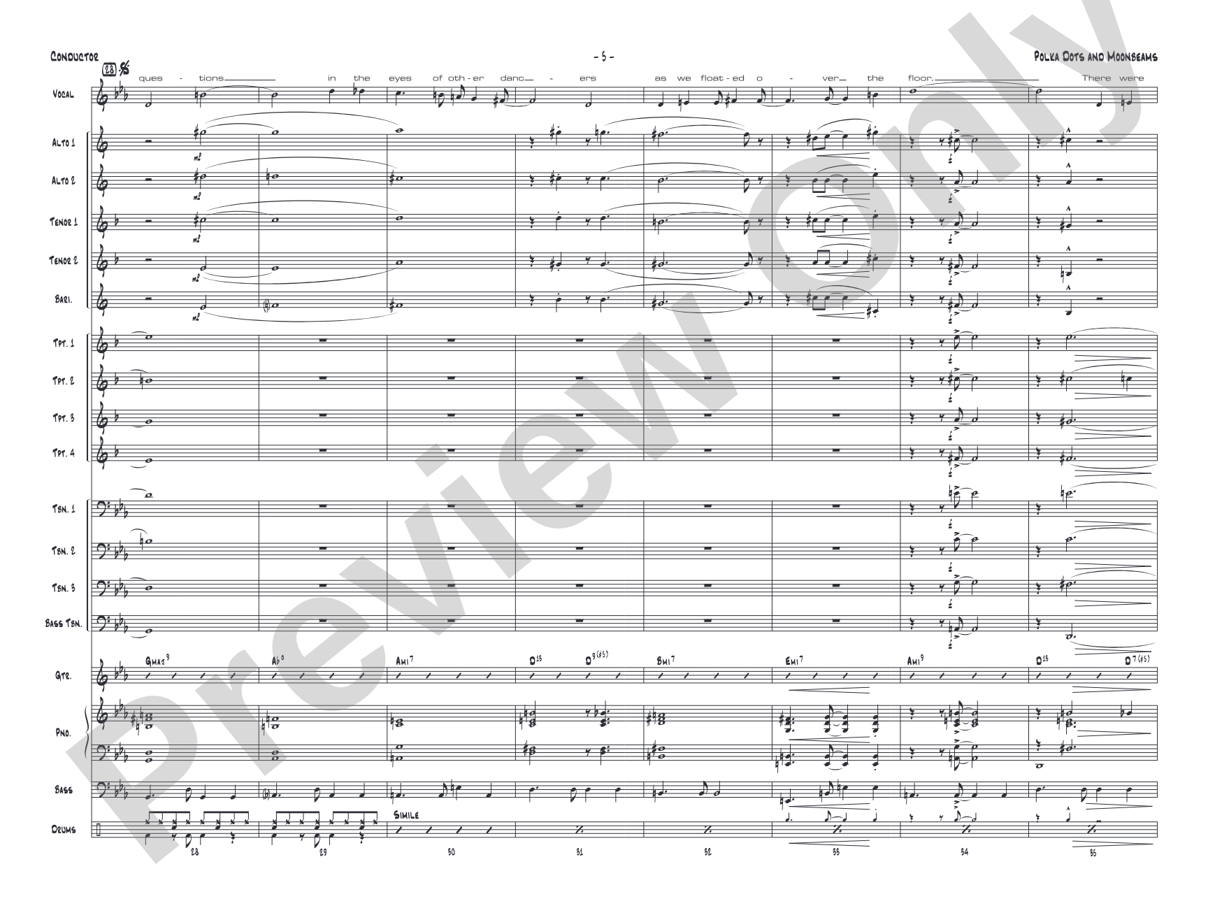 Polkadots and Moonbeams: Vocal Solo with Jazz Ensemble Conductor Score & Parts