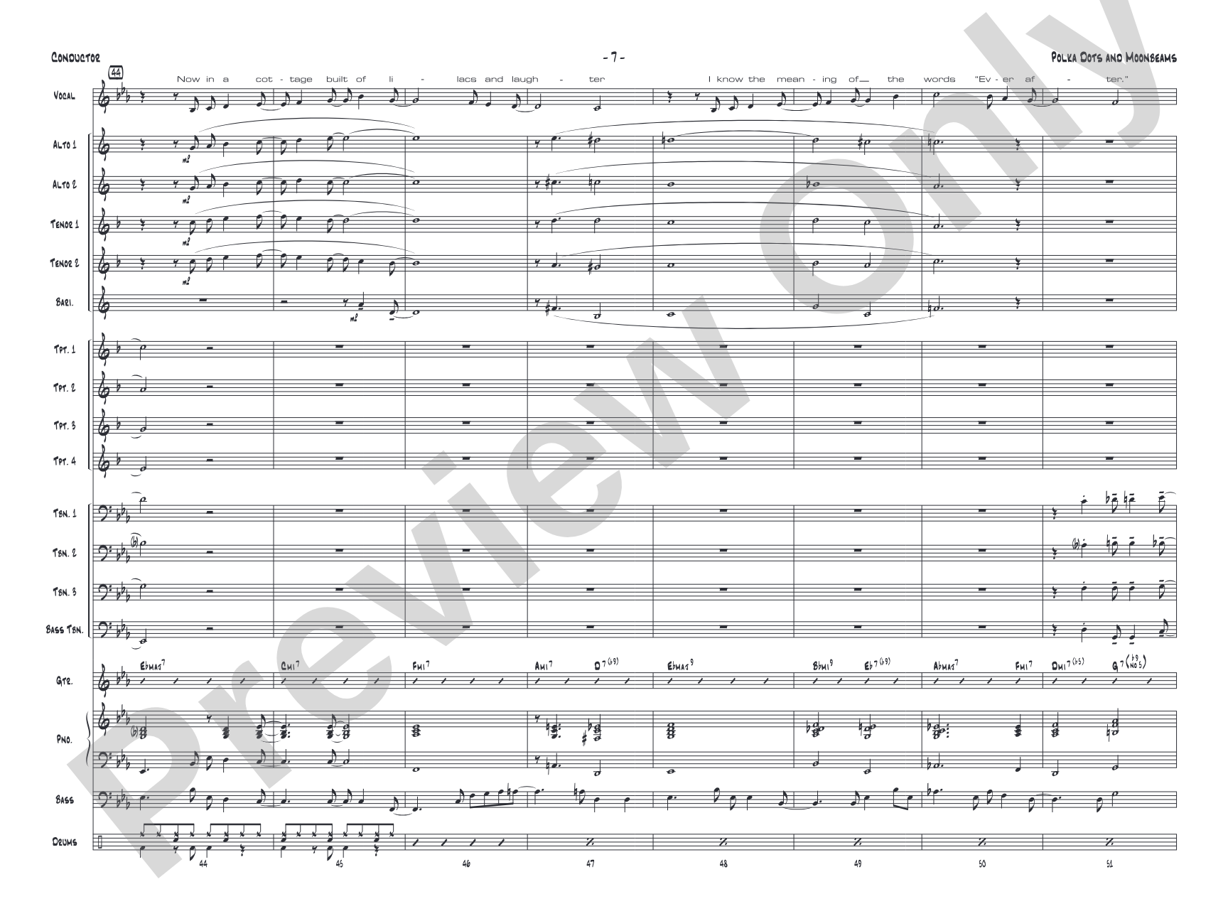 Polkadots and Moonbeams: Vocal Solo with Jazz Ensemble Conductor Score & Parts