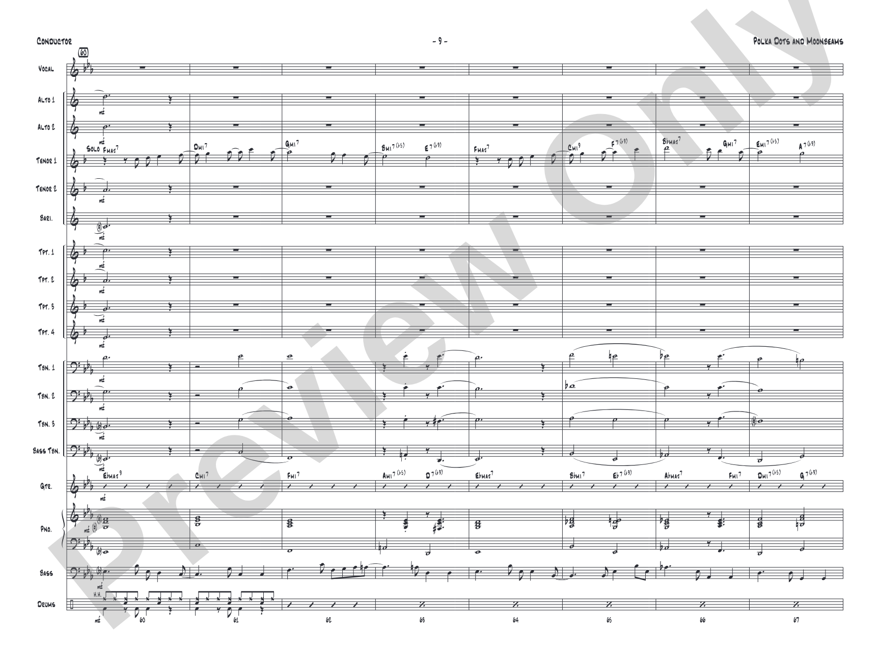 Polkadots and Moonbeams: Vocal Solo with Jazz Ensemble Conductor Score & Parts