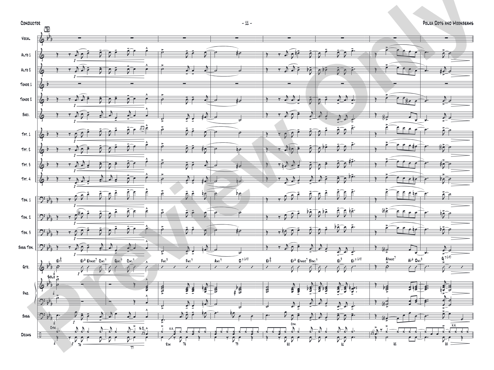 Polkadots and Moonbeams: Vocal Solo with Jazz Ensemble Conductor Score & Parts
