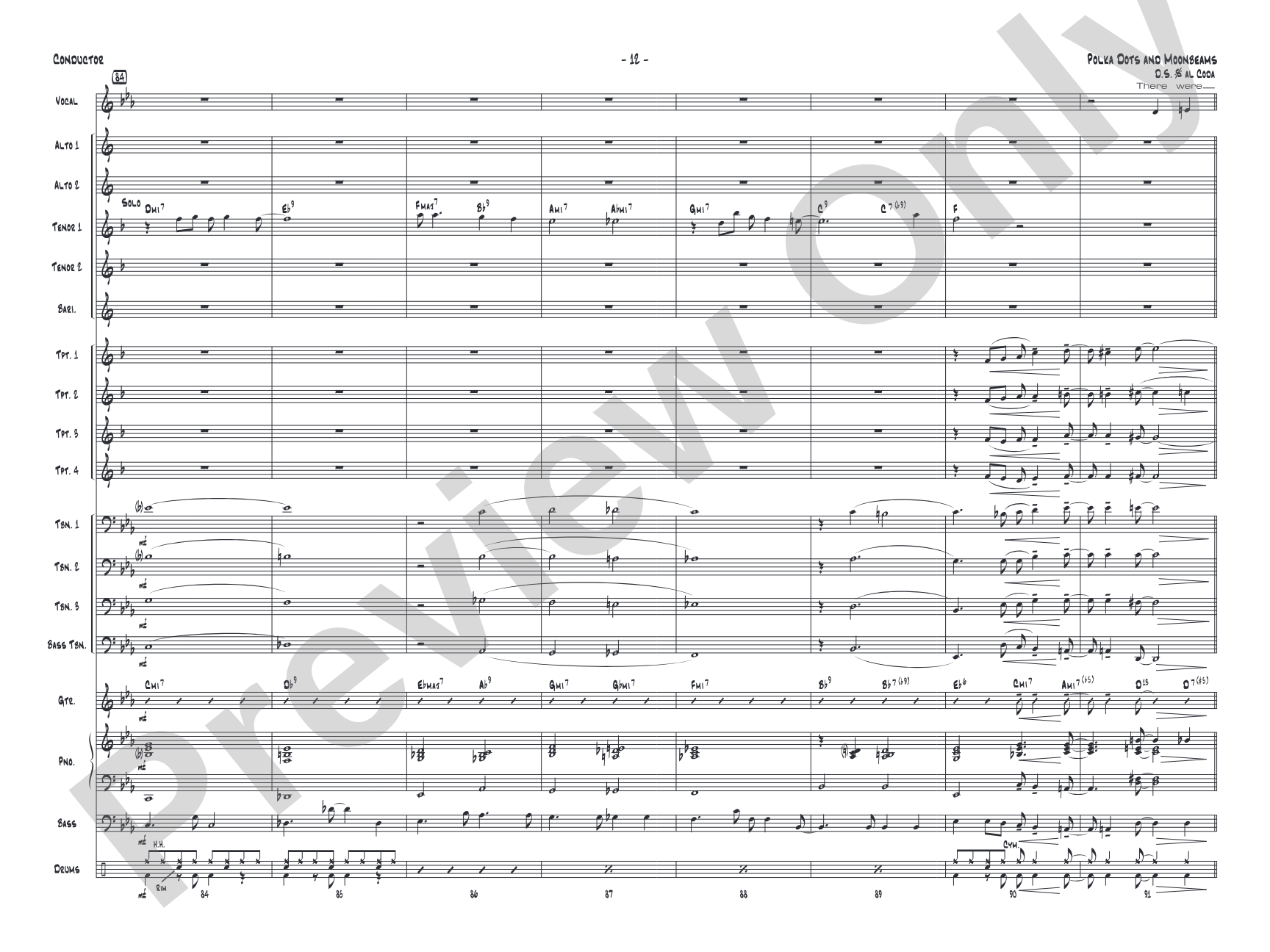 Polkadots and Moonbeams: Vocal Solo with Jazz Ensemble Conductor Score & Parts