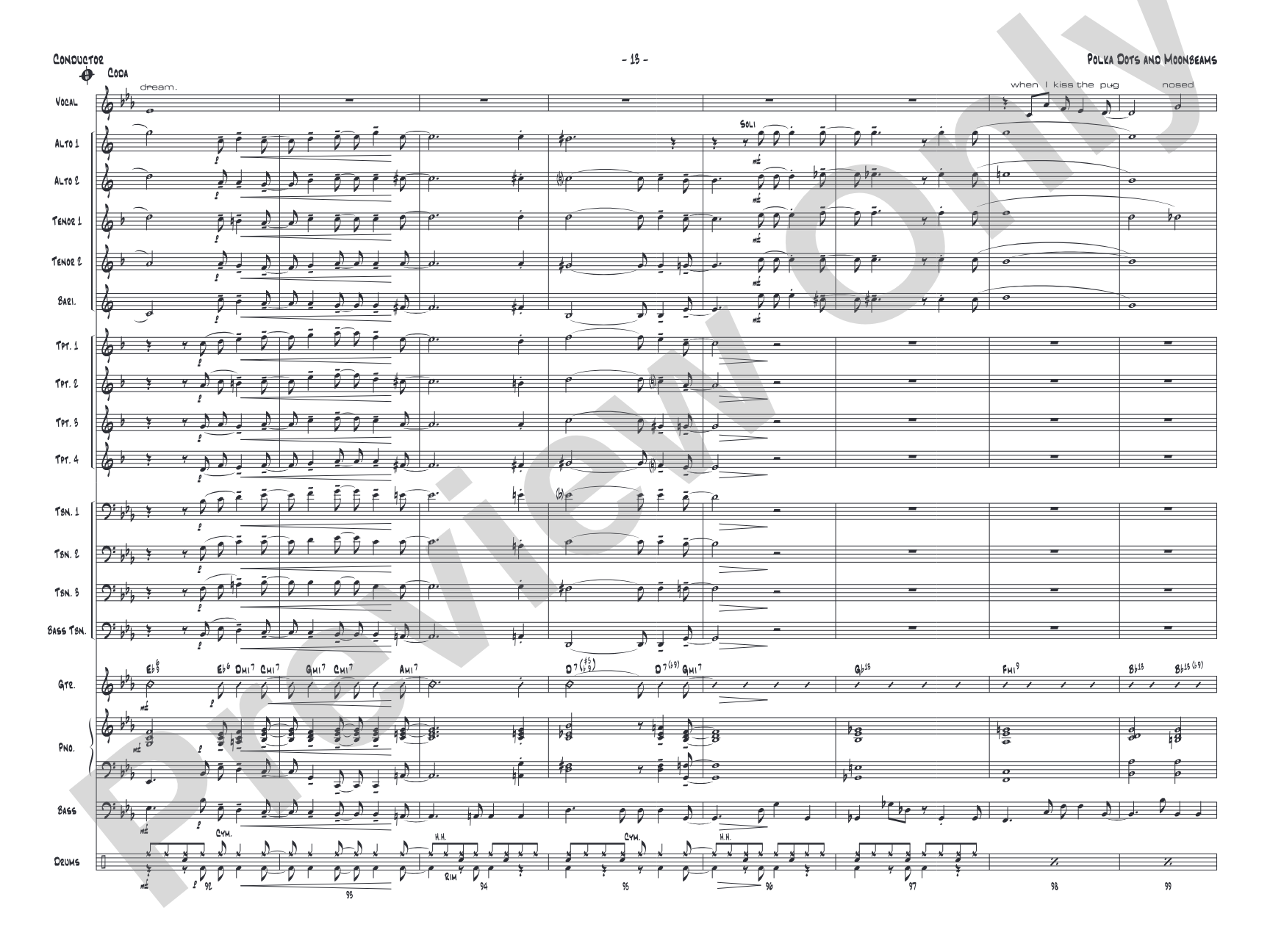 Polkadots and Moonbeams: Vocal Solo with Jazz Ensemble Conductor Score & Parts