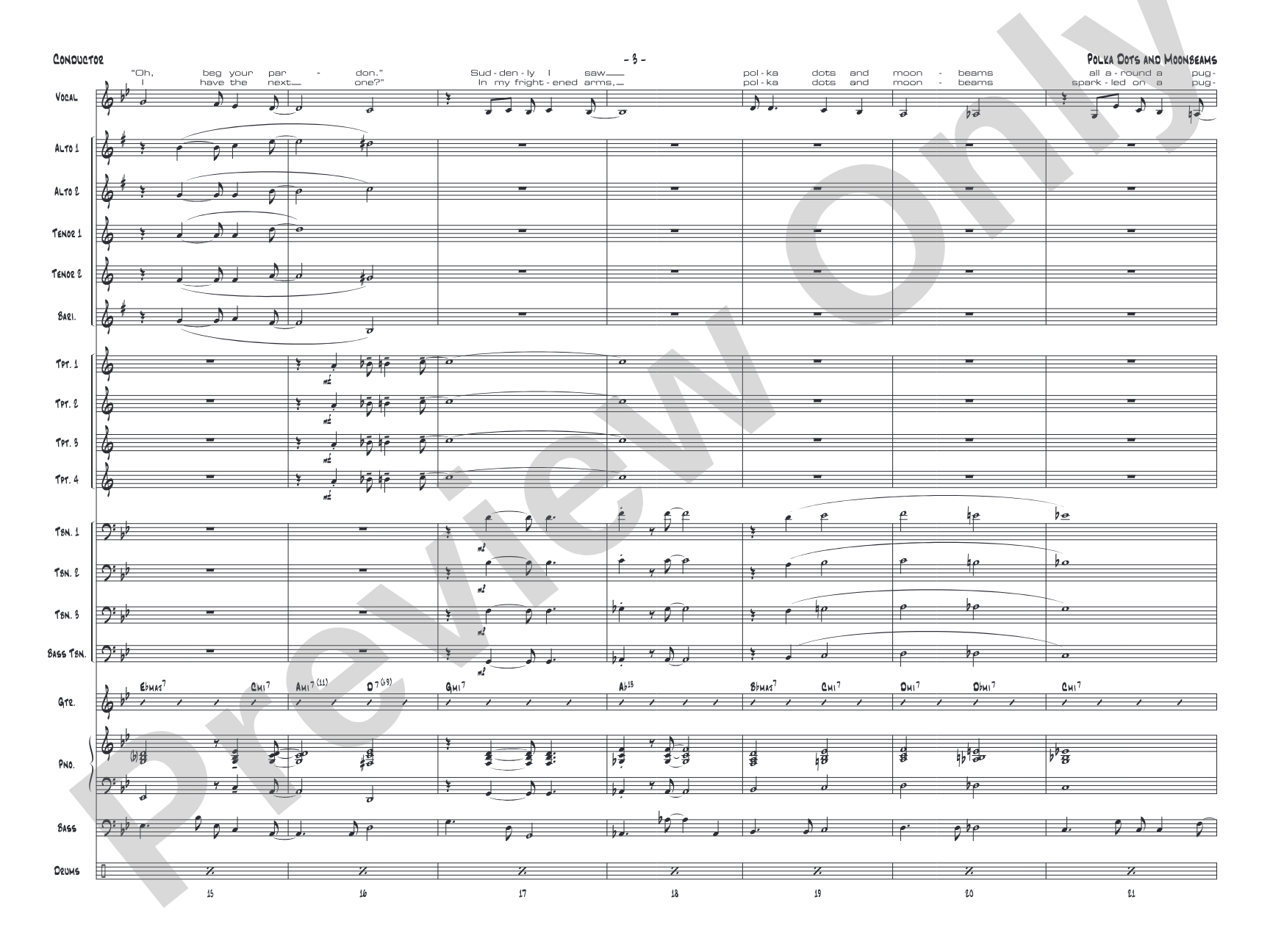 Polkadots and Moonbeams: Vocal Solo with Jazz Ensemble Conductor Score & Parts