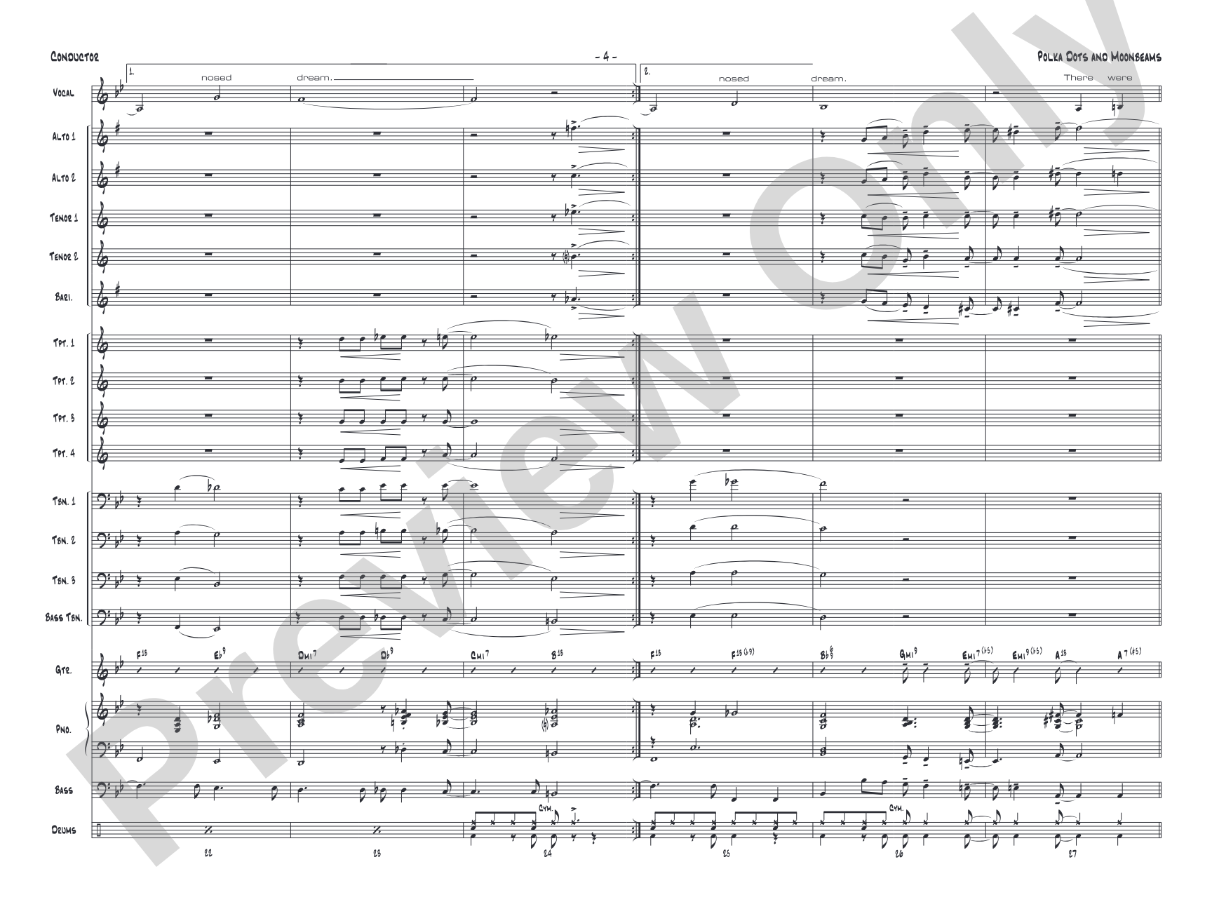Polkadots and Moonbeams: Vocal Solo with Jazz Ensemble Conductor Score & Parts