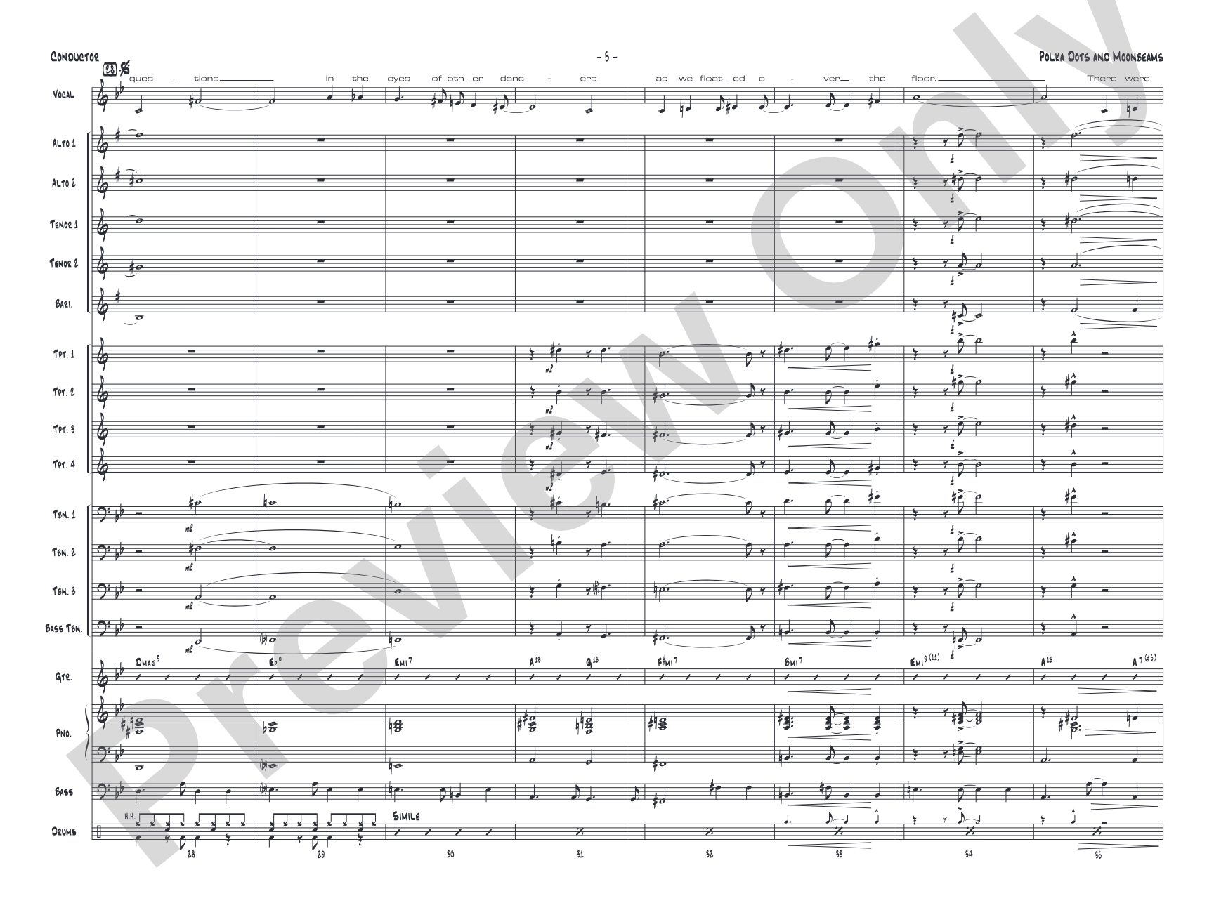 Polkadots and Moonbeams: Vocal Solo with Jazz Ensemble Conductor Score & Parts