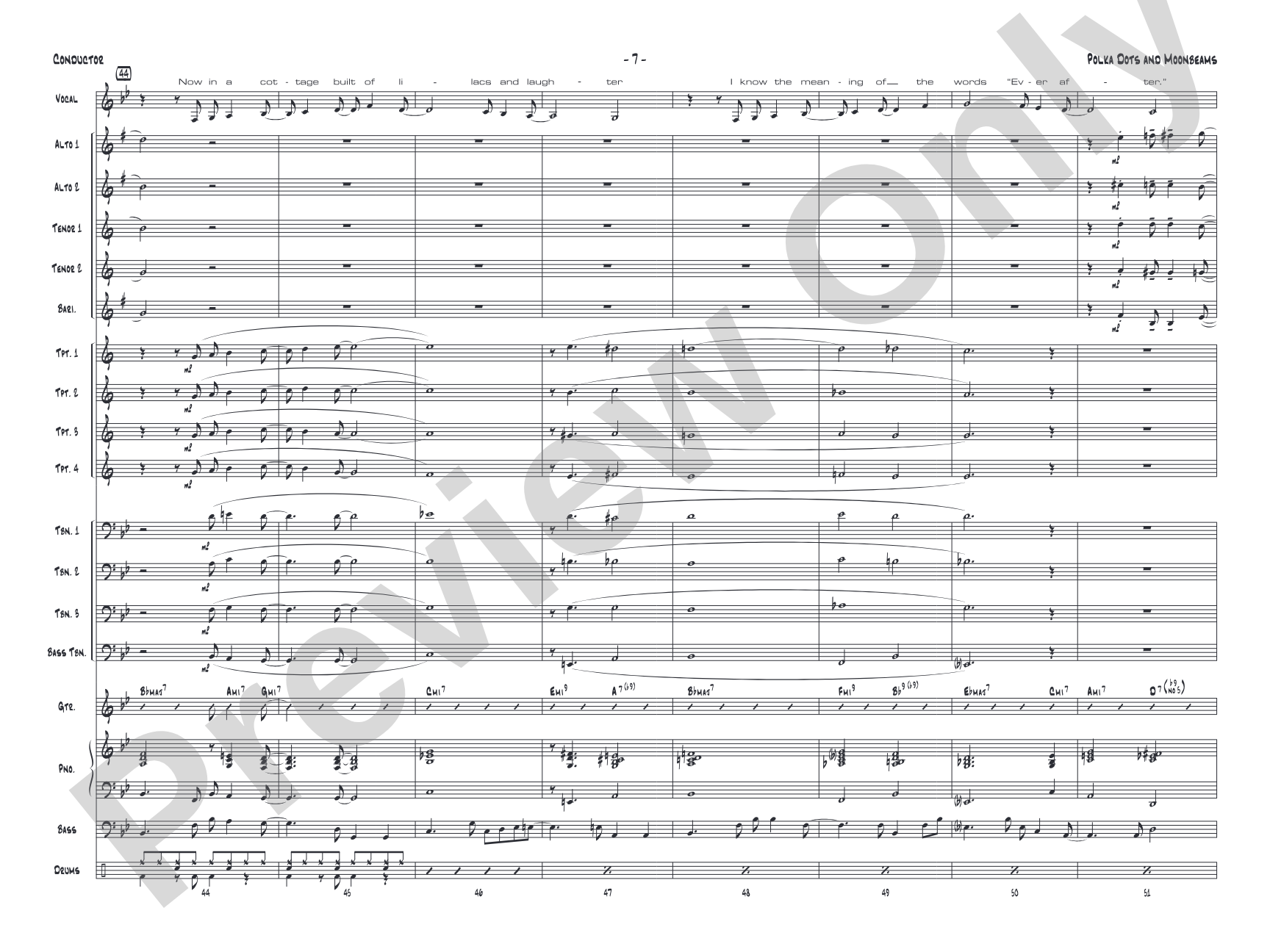 Polkadots and Moonbeams: Vocal Solo with Jazz Ensemble Conductor Score & Parts