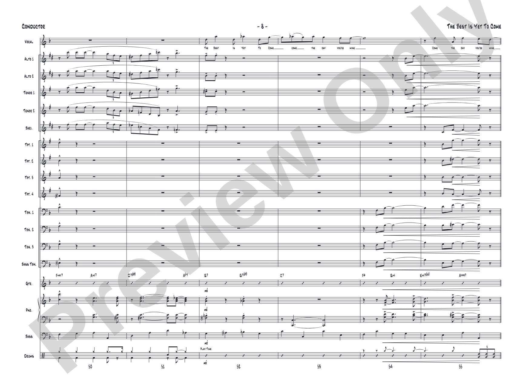 The Best Is Yet to Come: Vocal Solo with Jazz Ensemble Conductor Score & Parts