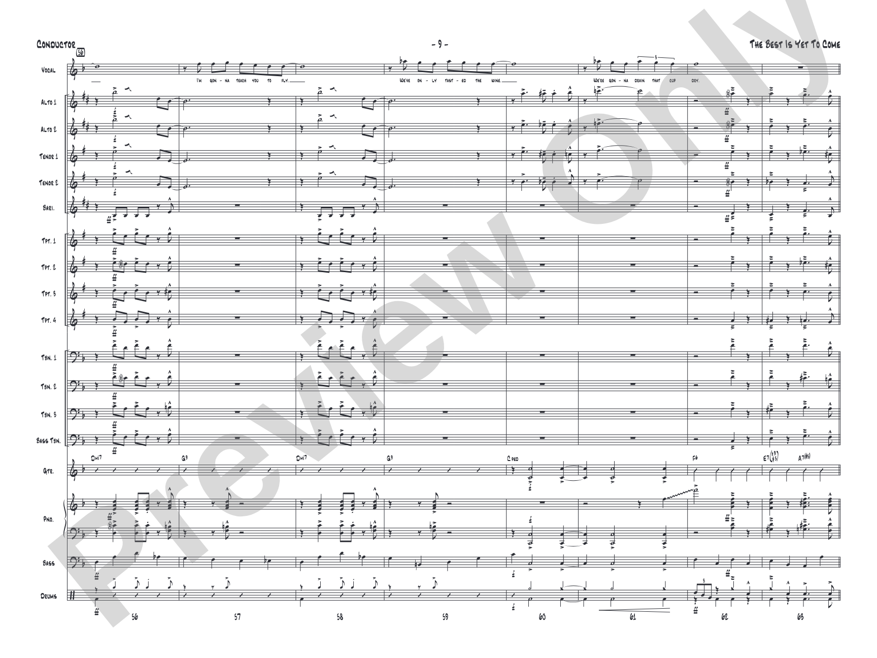 The Best Is Yet to Come: Vocal Solo with Jazz Ensemble Conductor Score & Parts
