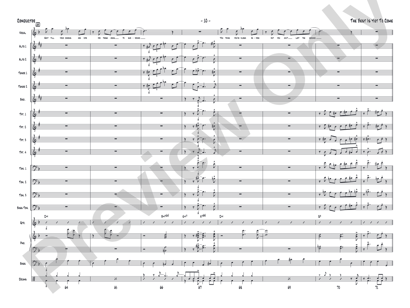 The Best Is Yet to Come: Vocal Solo with Jazz Ensemble Conductor Score & Parts