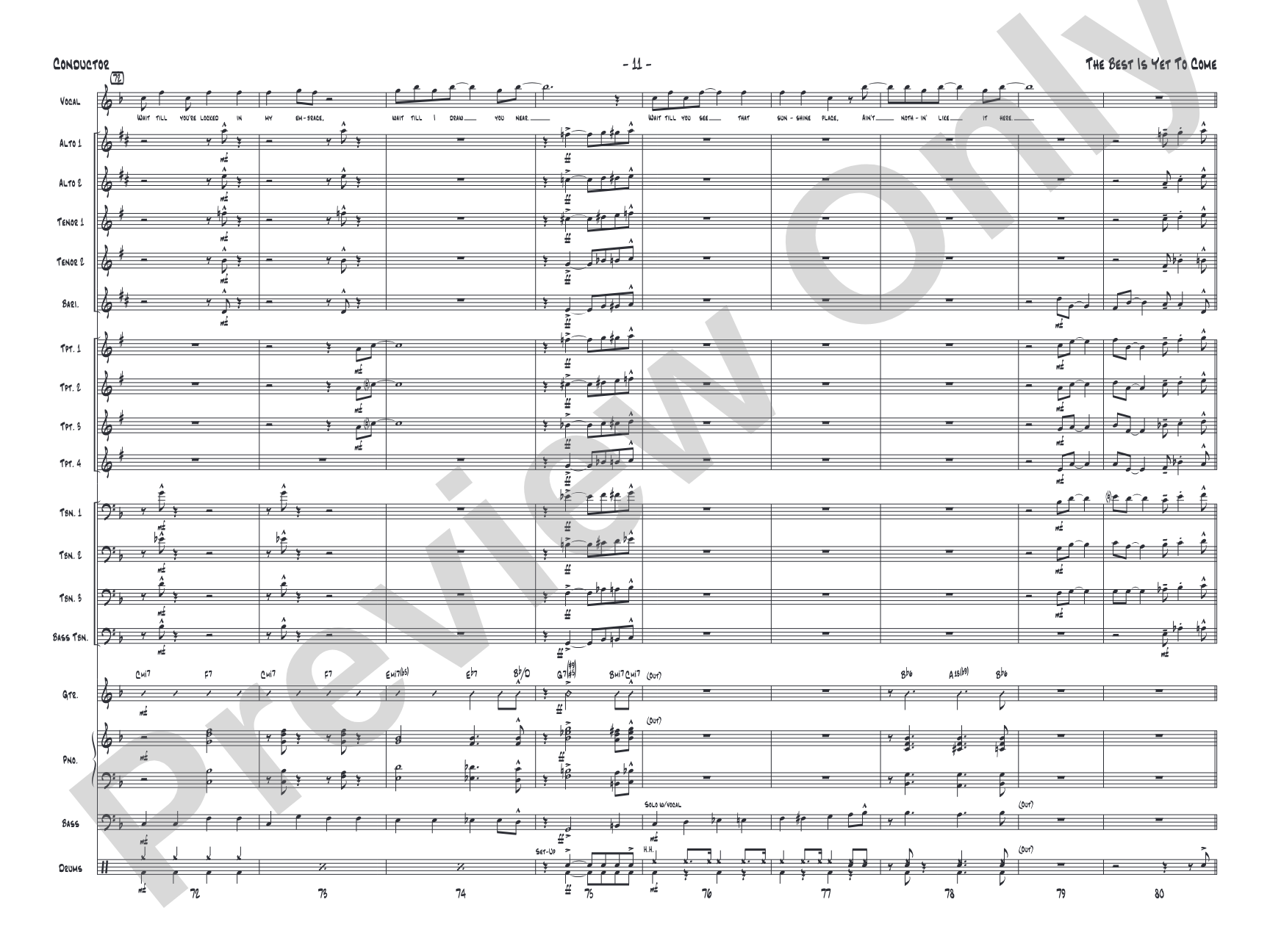 The Best Is Yet to Come: Vocal Solo with Jazz Ensemble Conductor Score & Parts