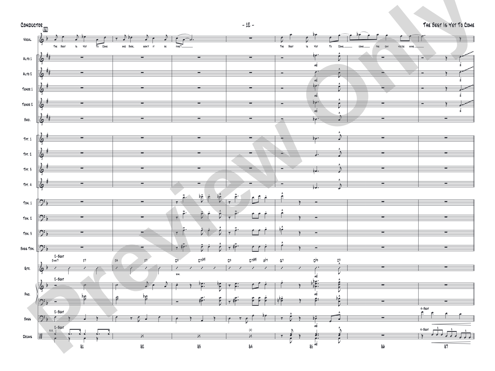The Best Is Yet to Come: Vocal Solo with Jazz Ensemble Conductor Score & Parts