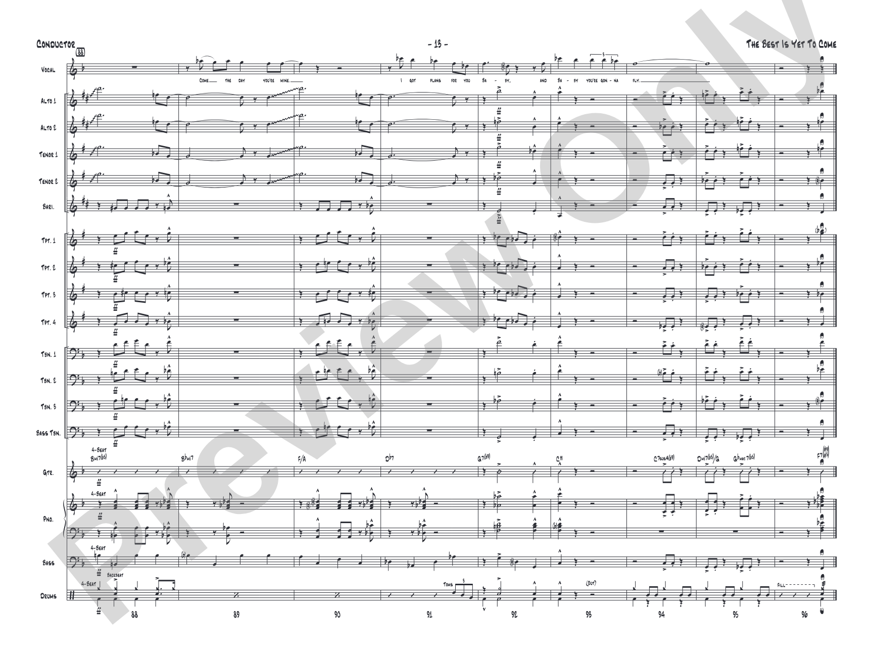 The Best Is Yet to Come: Vocal Solo with Jazz Ensemble Conductor Score & Parts