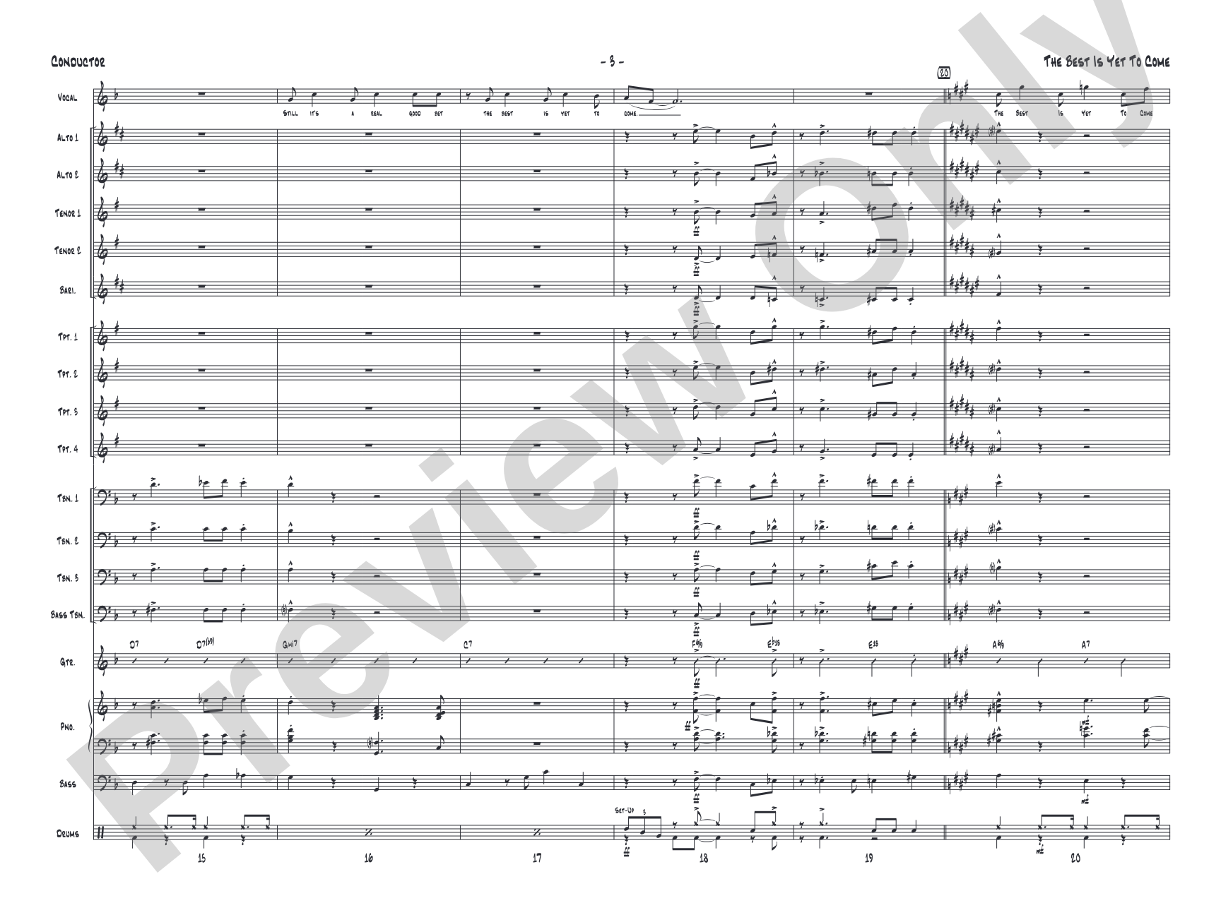 The Best Is Yet to Come: Vocal Solo with Jazz Ensemble Conductor Score & Parts