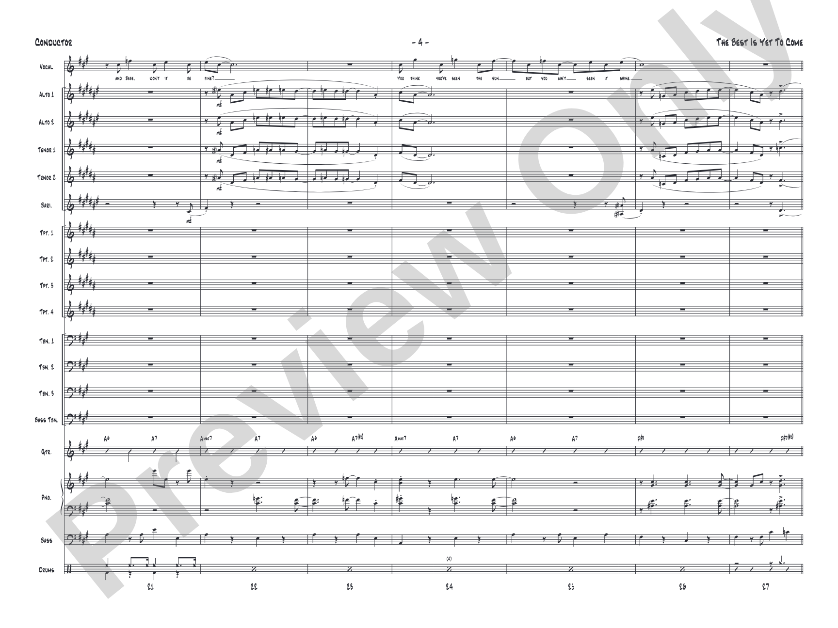 The Best Is Yet to Come: Vocal Solo with Jazz Ensemble Conductor Score & Parts