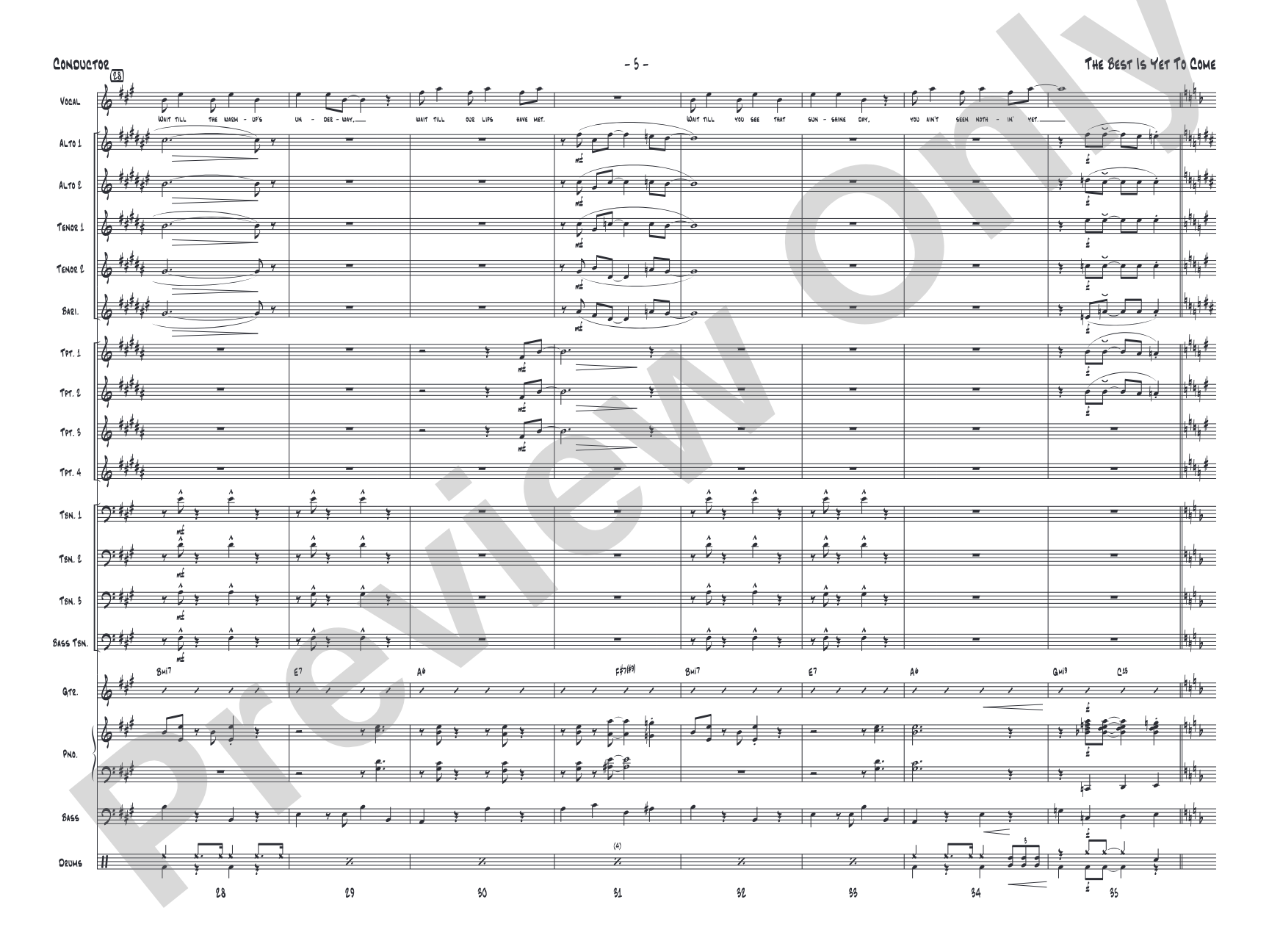 The Best Is Yet to Come: Vocal Solo with Jazz Ensemble Conductor Score & Parts