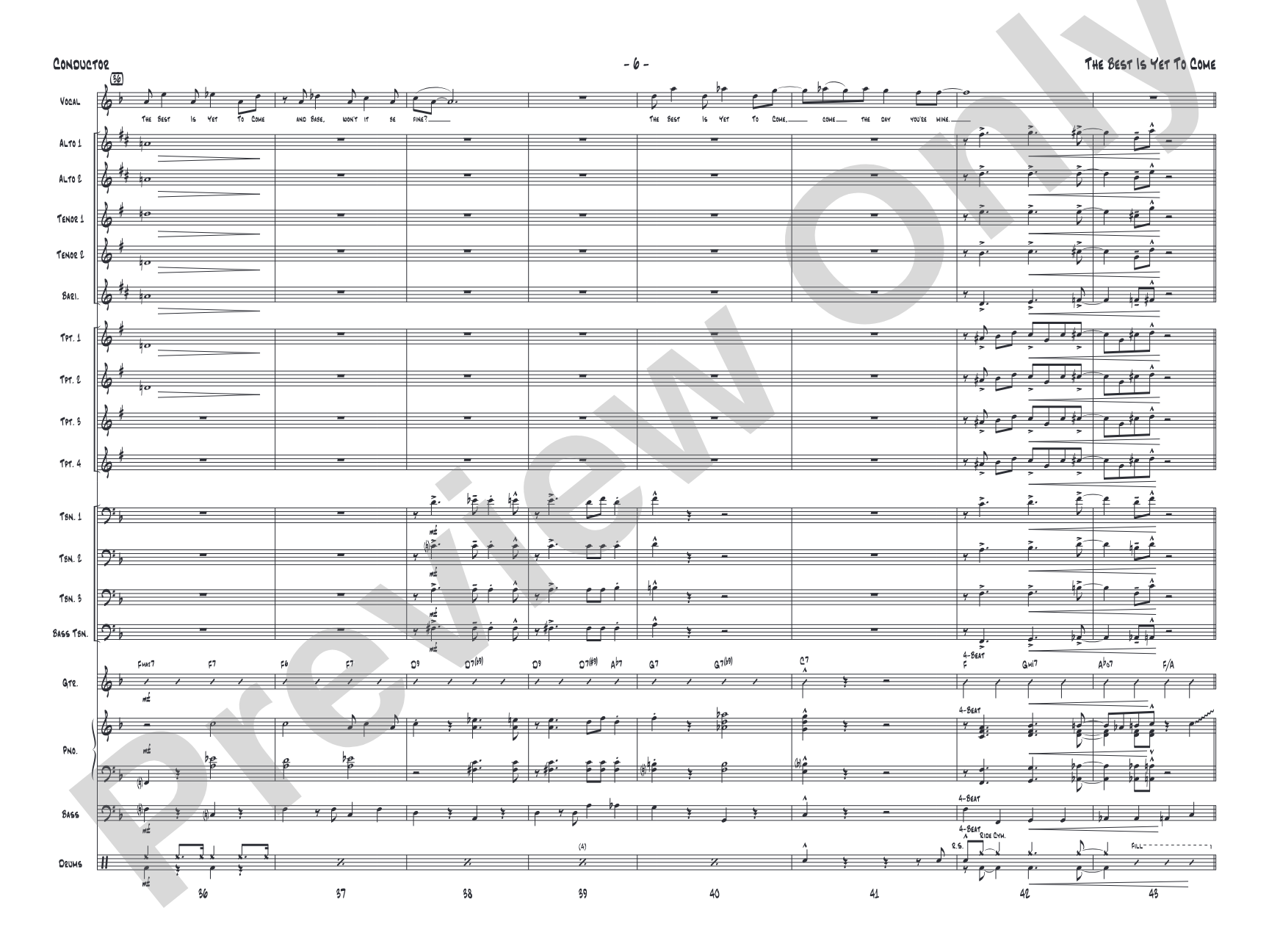 The Best Is Yet to Come: Vocal Solo with Jazz Ensemble Conductor Score & Parts
