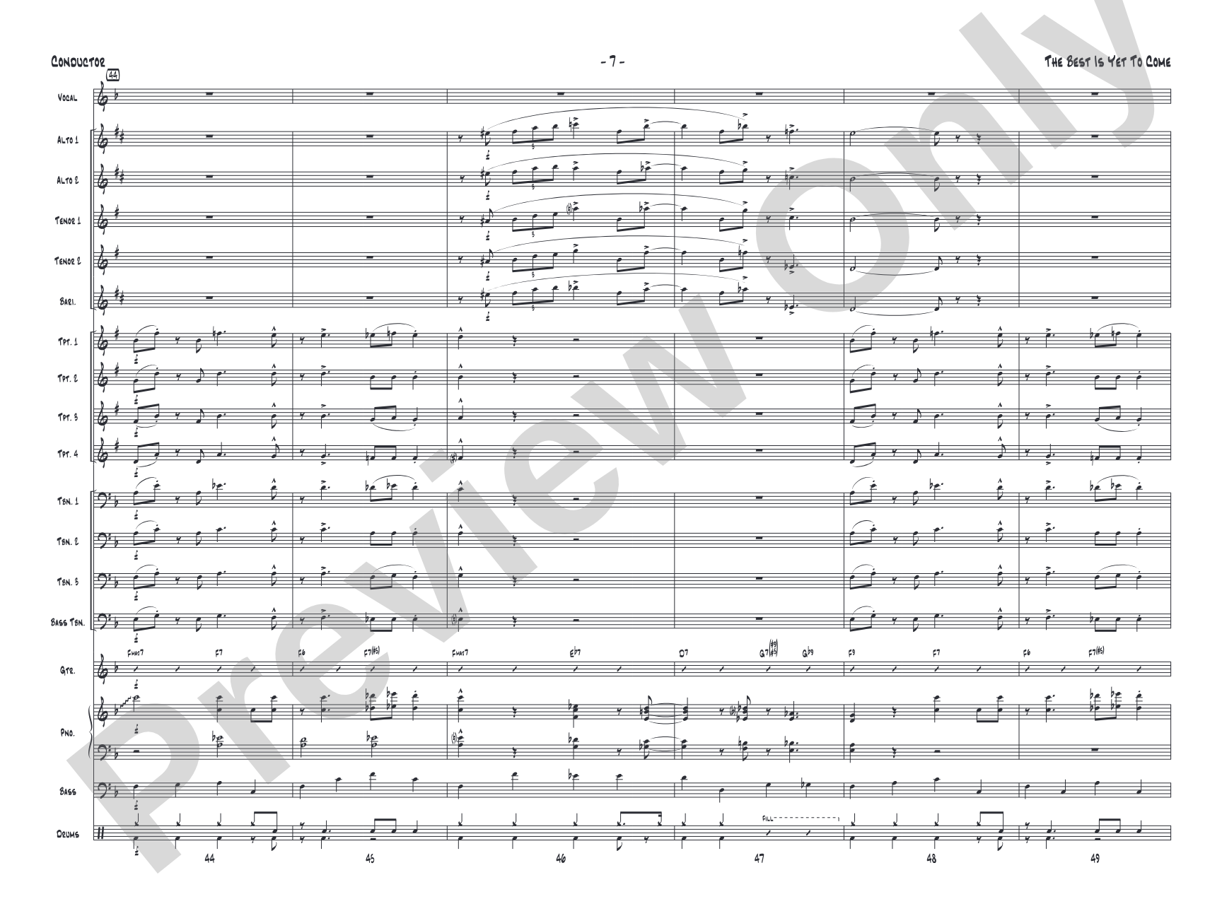 The Best Is Yet to Come: Vocal Solo with Jazz Ensemble Conductor Score & Parts