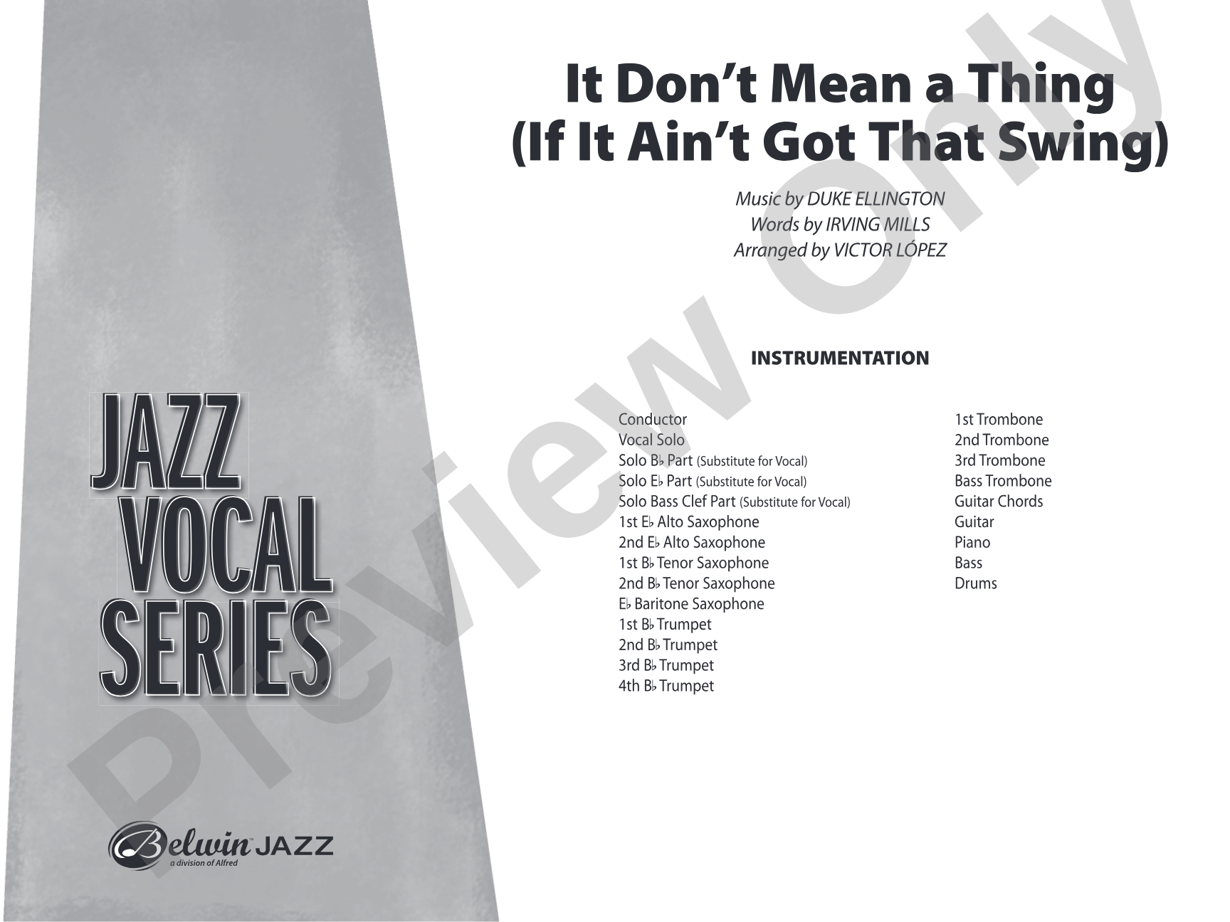 It Don't Mean a Thing (If It Ain't Got That Swing): Vocal Solo with Jazz Ensemble Conductor Score & Parts