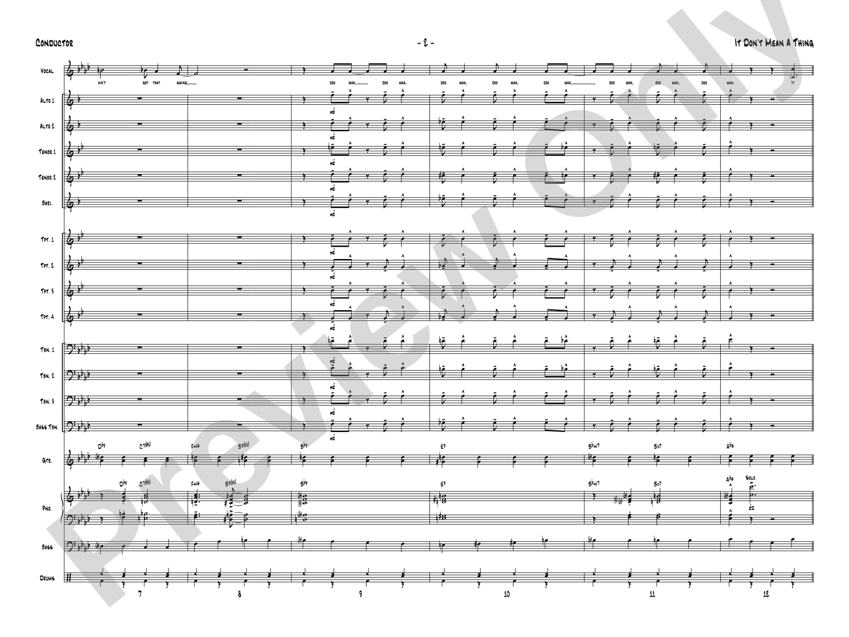 It Don't Mean a Thing (If It Ain't Got That Swing): Vocal Solo with Jazz Ensemble Conductor Score & Parts
