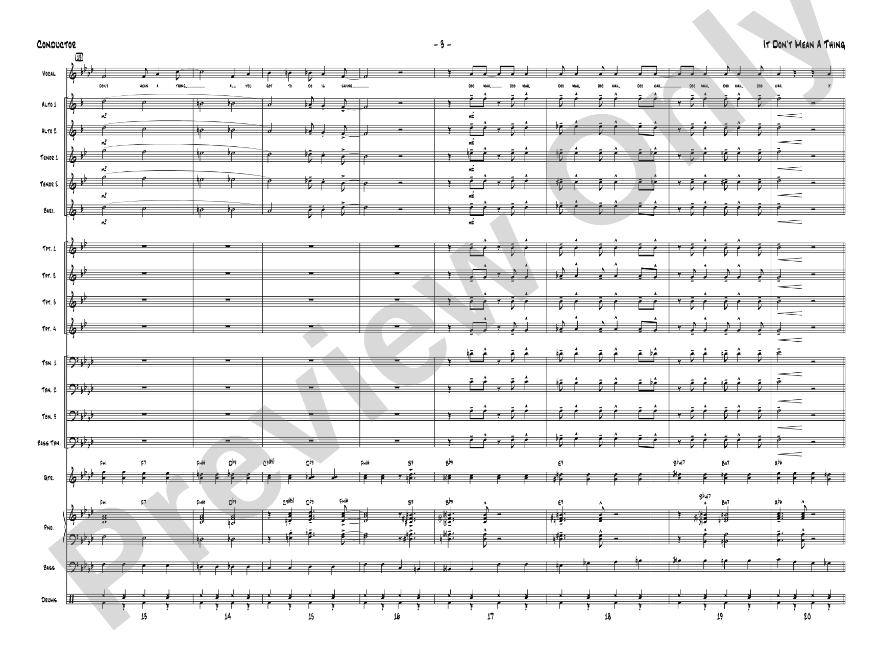 It Don't Mean a Thing (If It Ain't Got That Swing): Vocal Solo with Jazz Ensemble Conductor Score & Parts