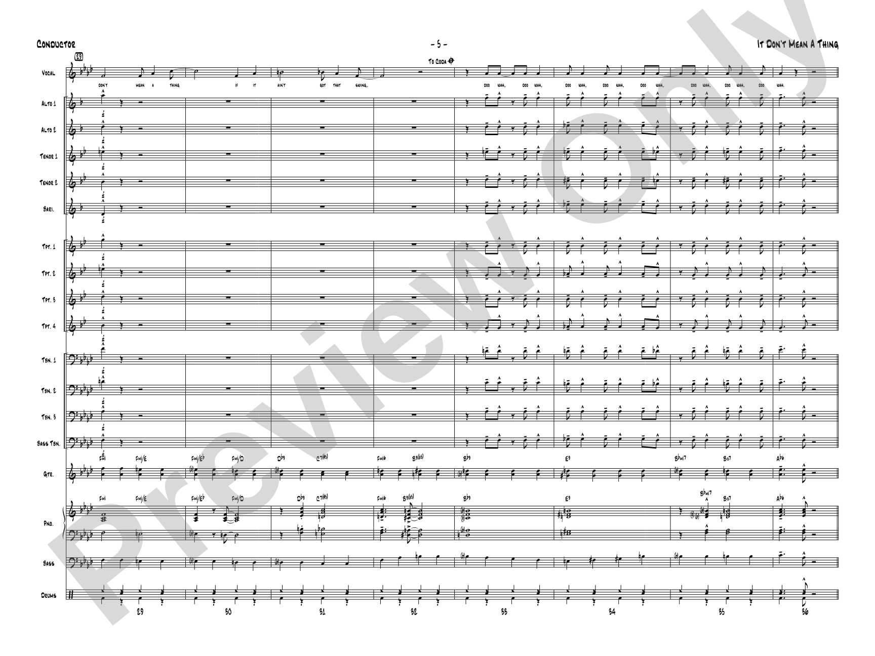 It Don't Mean a Thing (If It Ain't Got That Swing): Vocal Solo with Jazz Ensemble Conductor Score & Parts