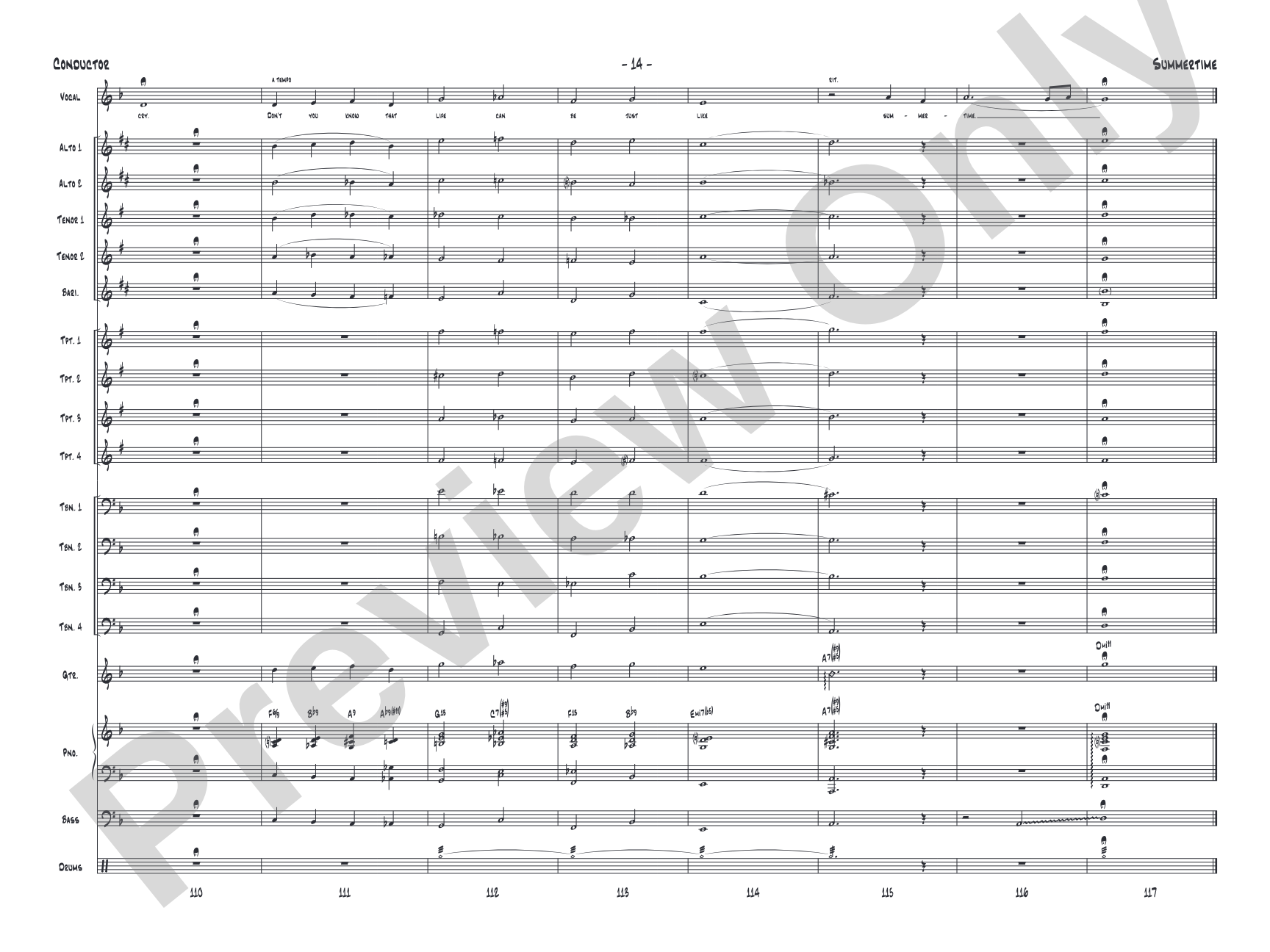 Summertime: Vocal Solo with Jazz Ensemble Conductor Score & Parts