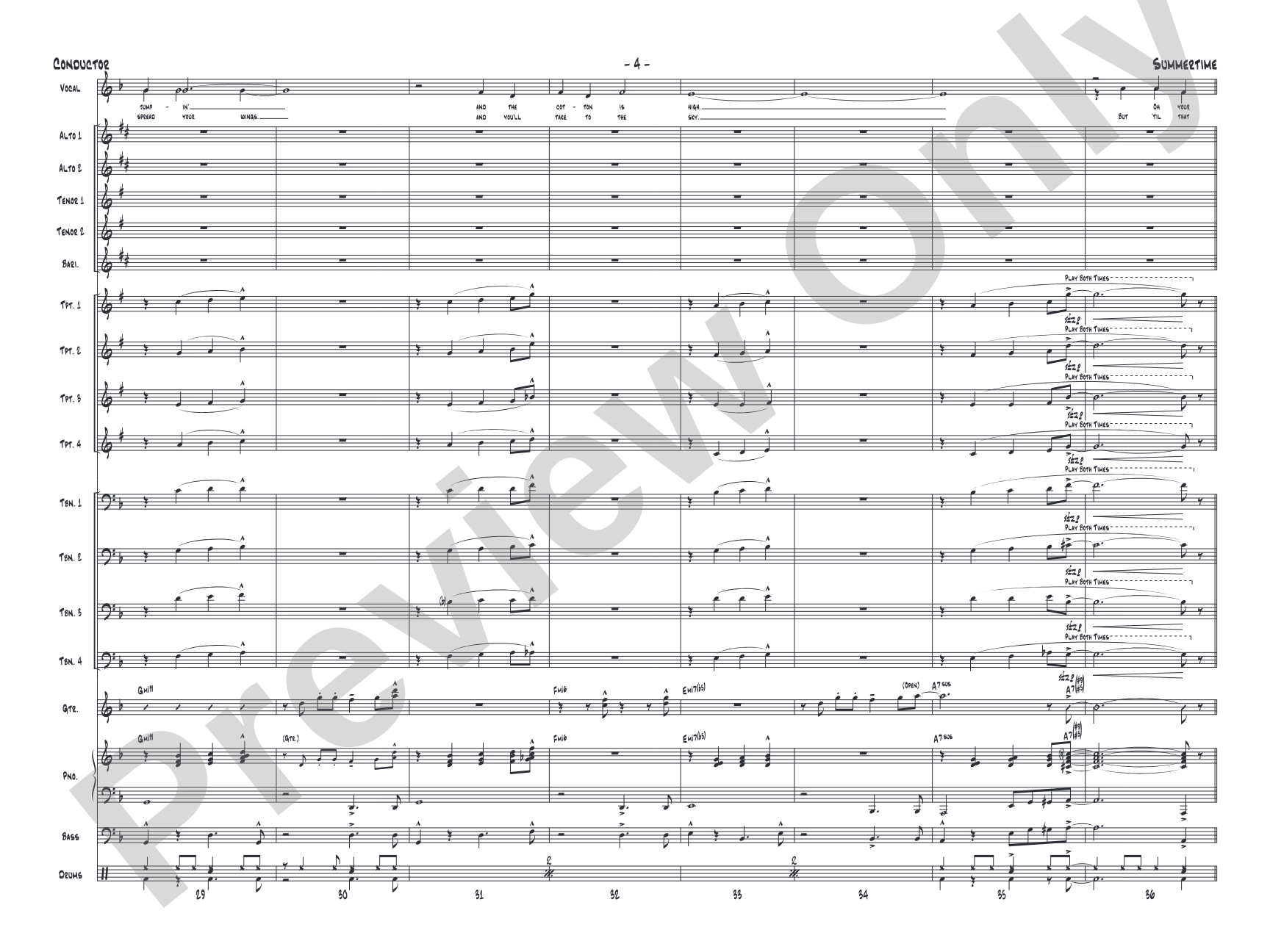 Summertime: Vocal Solo with Jazz Ensemble Conductor Score & Parts