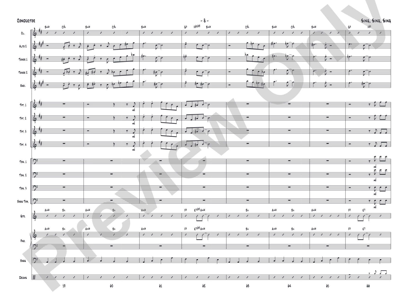 Sing, Sing, Sing: Jazz Ensemble Conductor Score & Parts