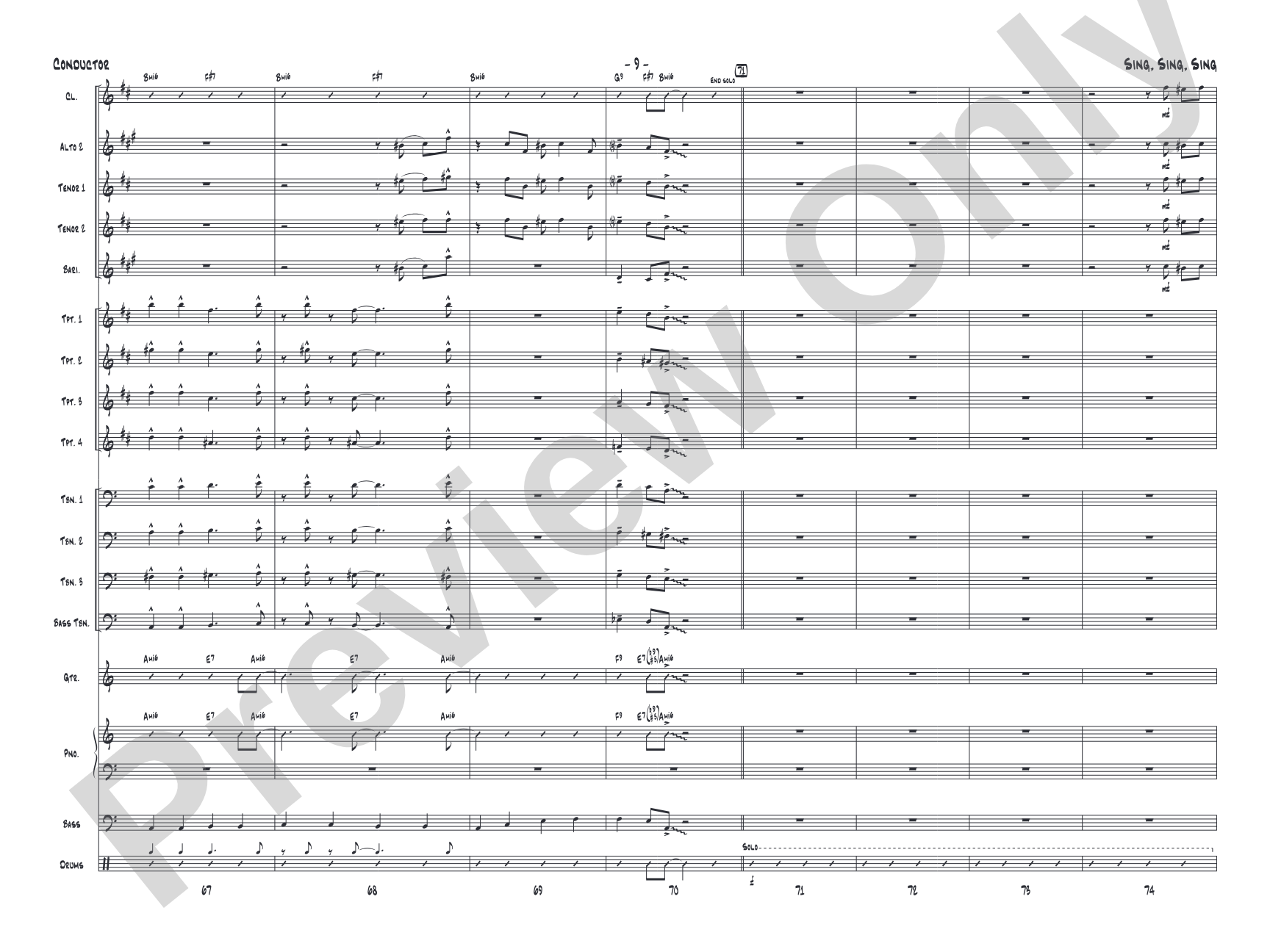Sing, Sing, Sing: Jazz Ensemble Conductor Score & Parts