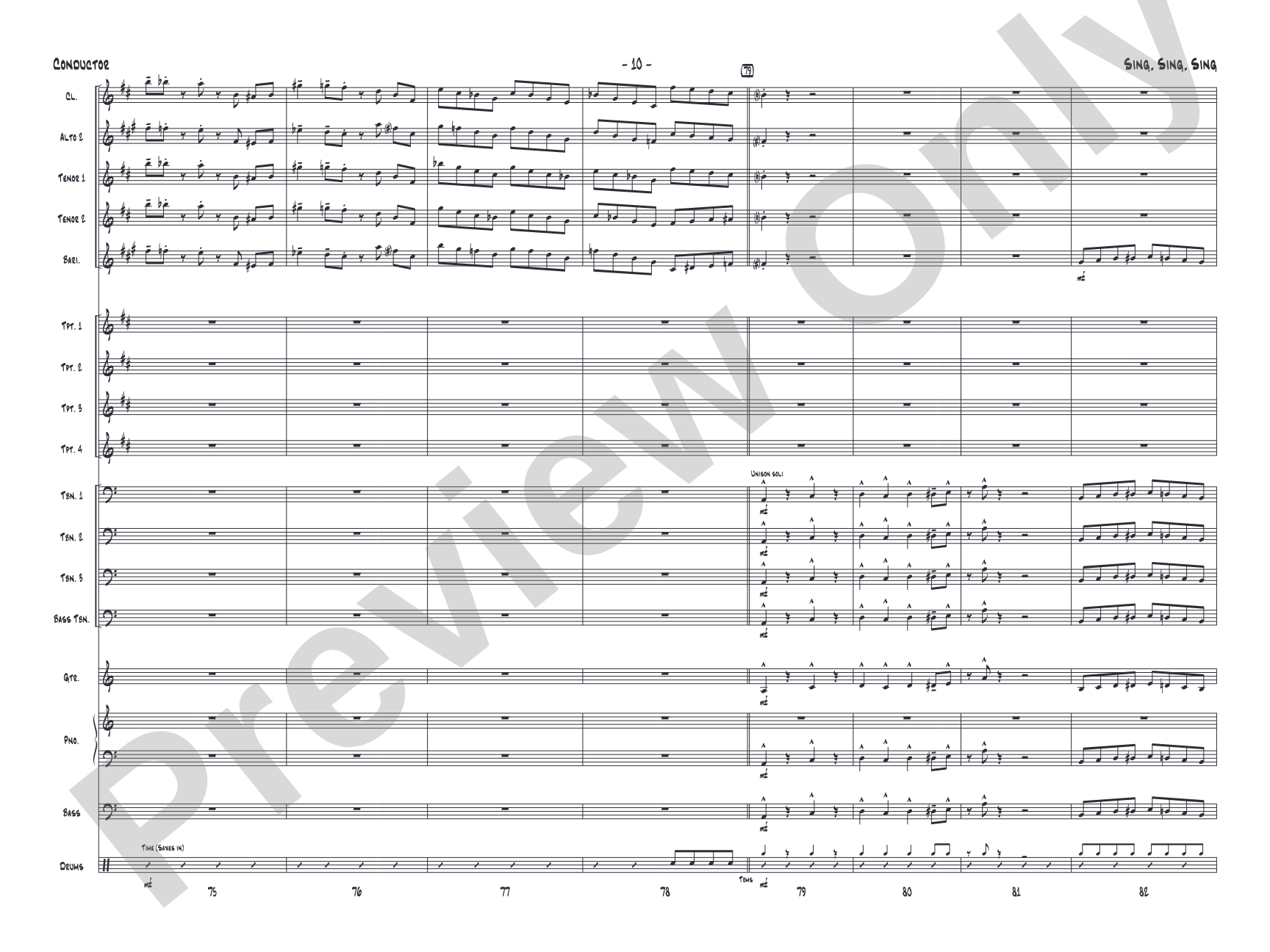 Sing, Sing, Sing: Jazz Ensemble Conductor Score & Parts