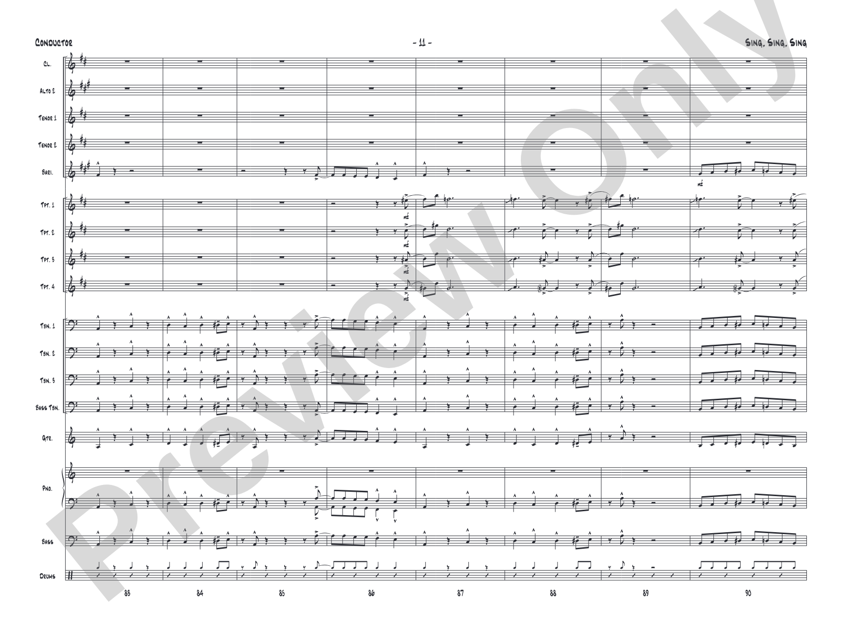 Sing, Sing, Sing: Jazz Ensemble Conductor Score & Parts