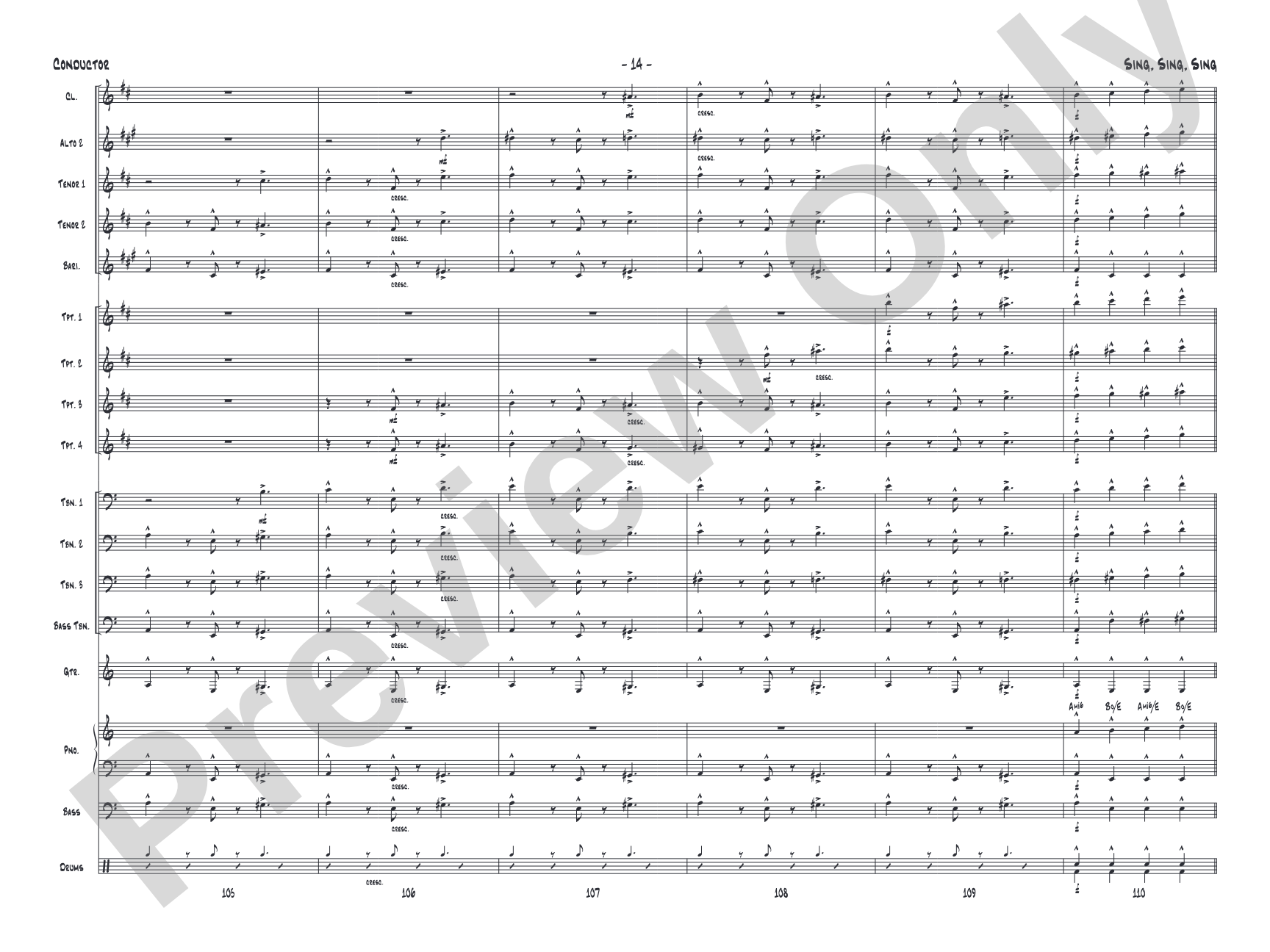 Sing, Sing, Sing: Jazz Ensemble Conductor Score & Parts