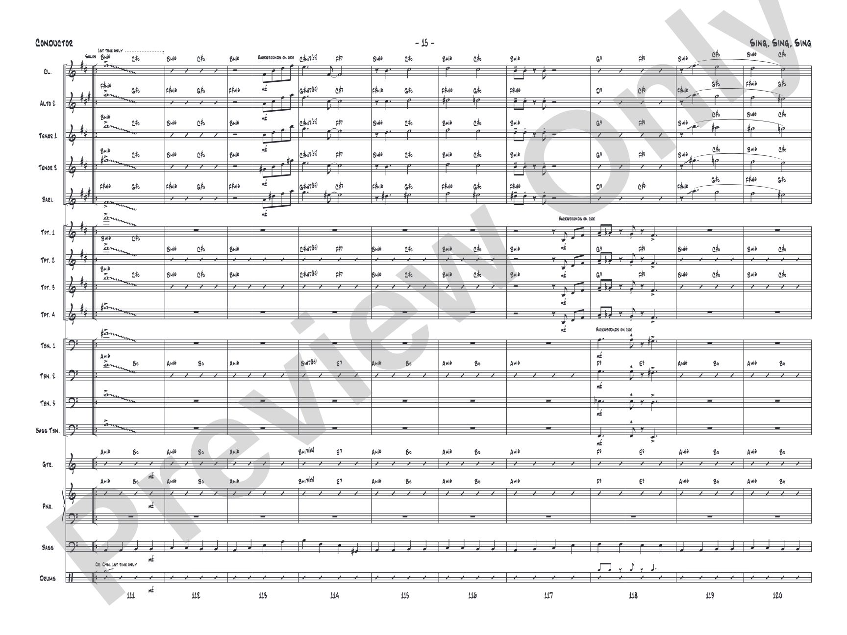 Sing, Sing, Sing: Jazz Ensemble Conductor Score & Parts