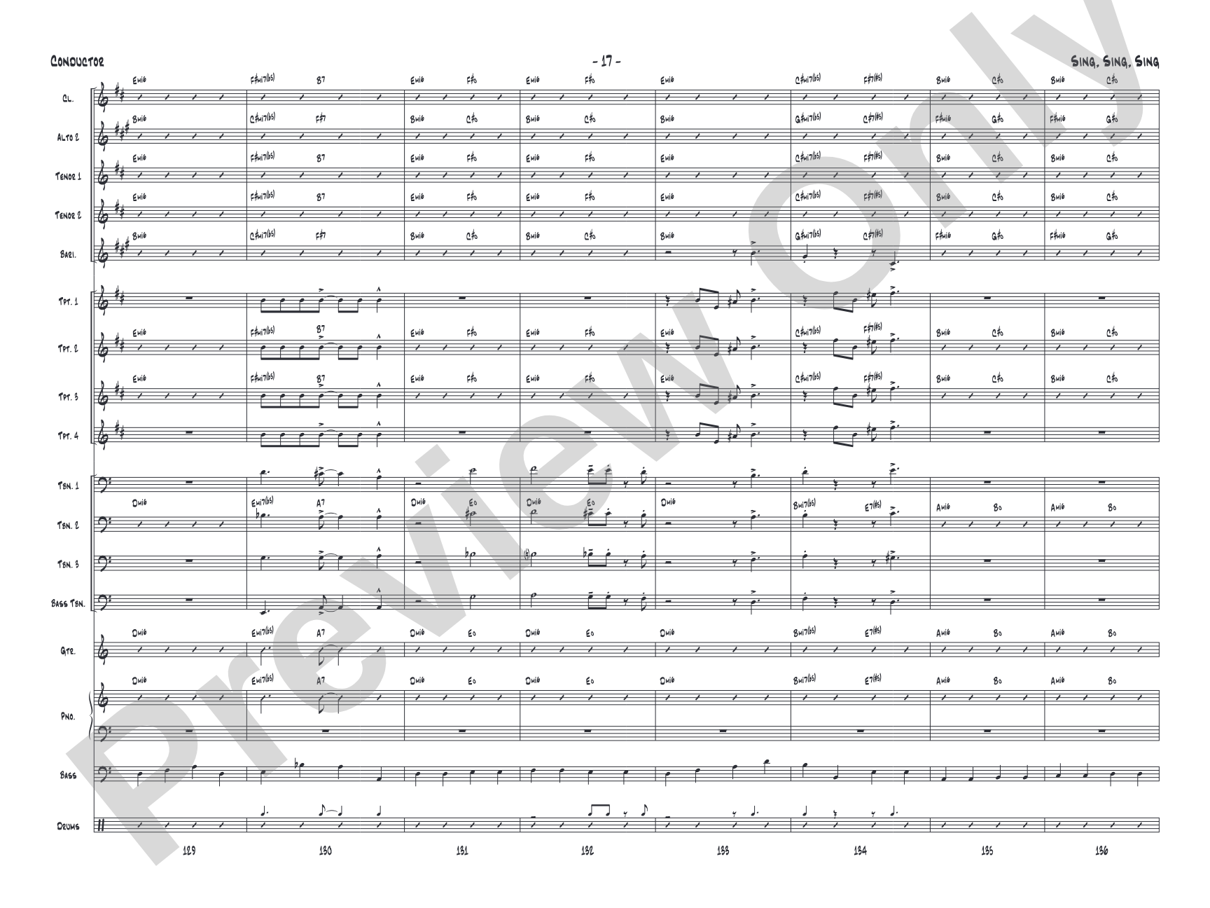 Sing, Sing, Sing: Jazz Ensemble Conductor Score & Parts