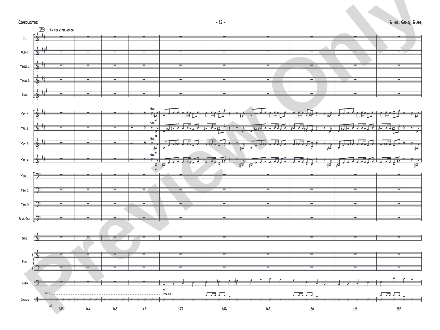 Sing, Sing, Sing: Jazz Ensemble Conductor Score & Parts