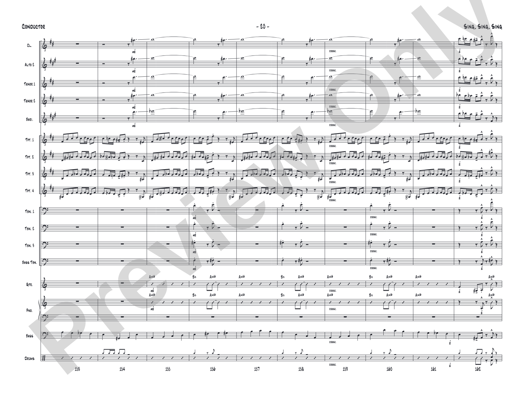 Sing, Sing, Sing: Jazz Ensemble Conductor Score & Parts