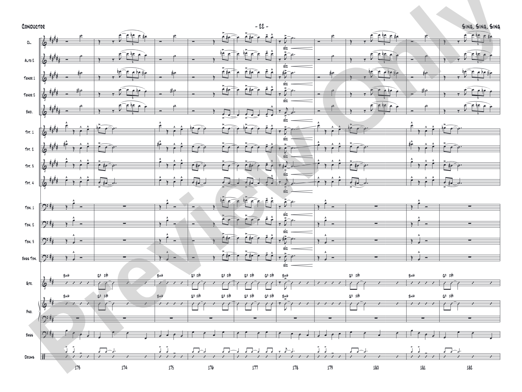 Sing, Sing, Sing: Jazz Ensemble Conductor Score & Parts