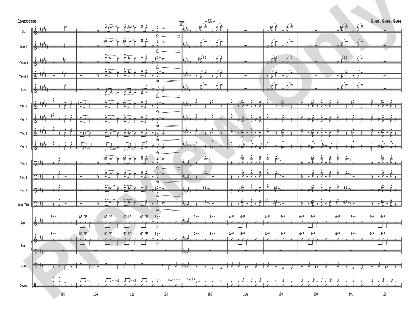 Sing, Sing, Sing: Jazz Ensemble Conductor Score & Parts