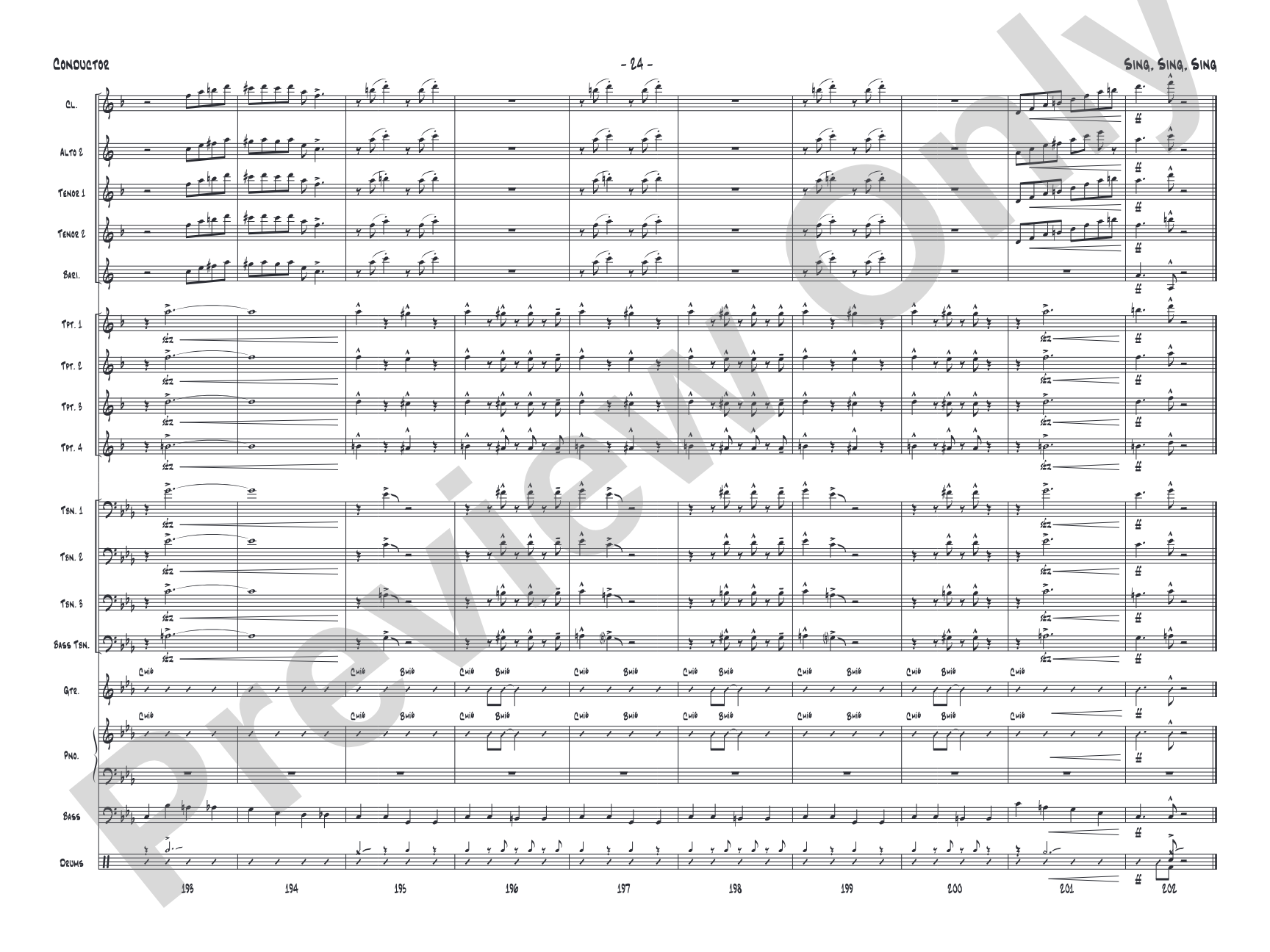 Sing, Sing, Sing: Jazz Ensemble Conductor Score & Parts
