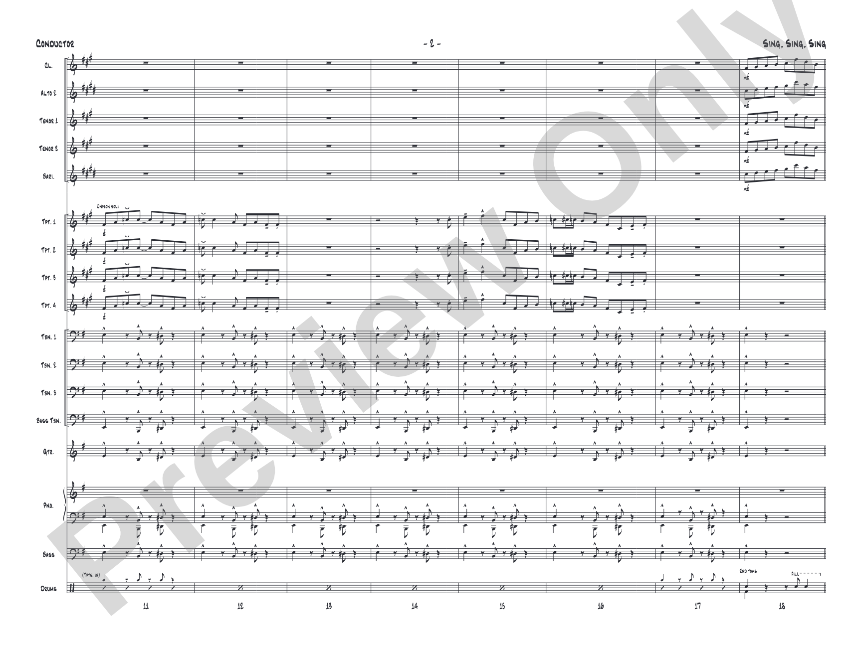 Sing, Sing, Sing: Jazz Ensemble Conductor Score & Parts
