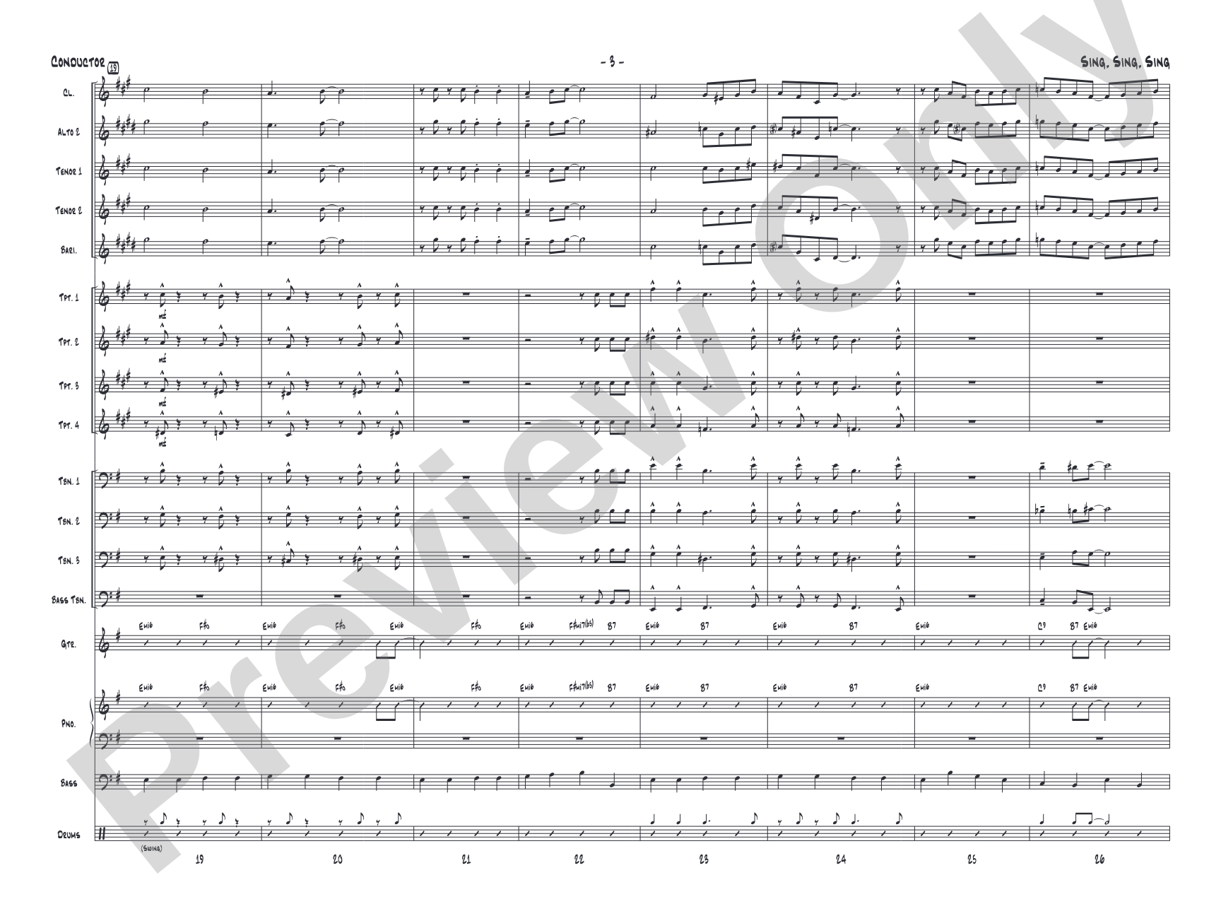 Sing, Sing, Sing: Jazz Ensemble Conductor Score & Parts