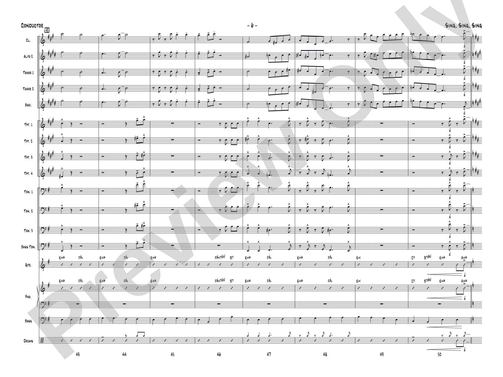 Sing, Sing, Sing: Jazz Ensemble Conductor Score & Parts