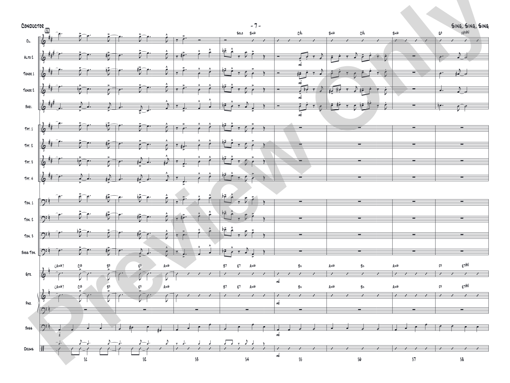 Sing, Sing, Sing: Jazz Ensemble Conductor Score & Parts