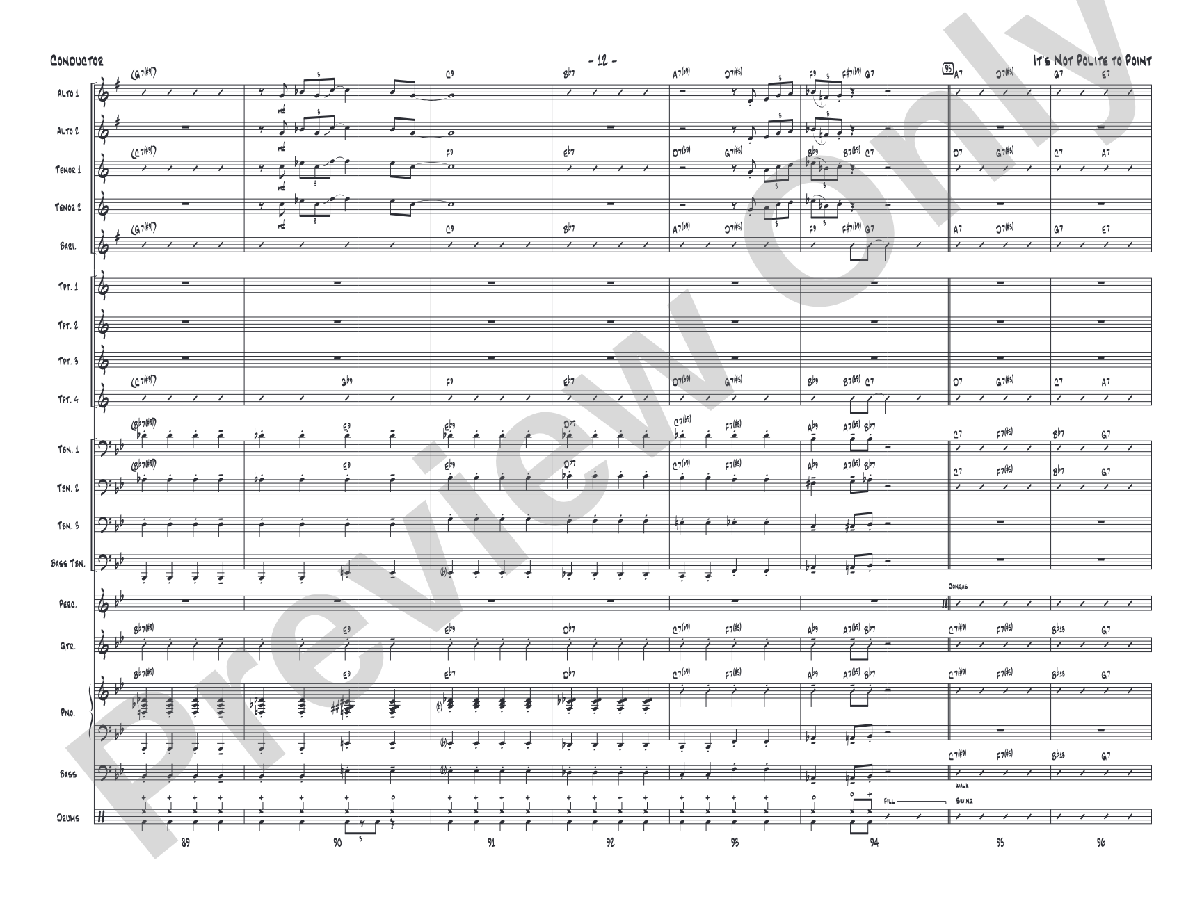 It's Not Polite to Point: Jazz Ensemble Conductor Score & Parts